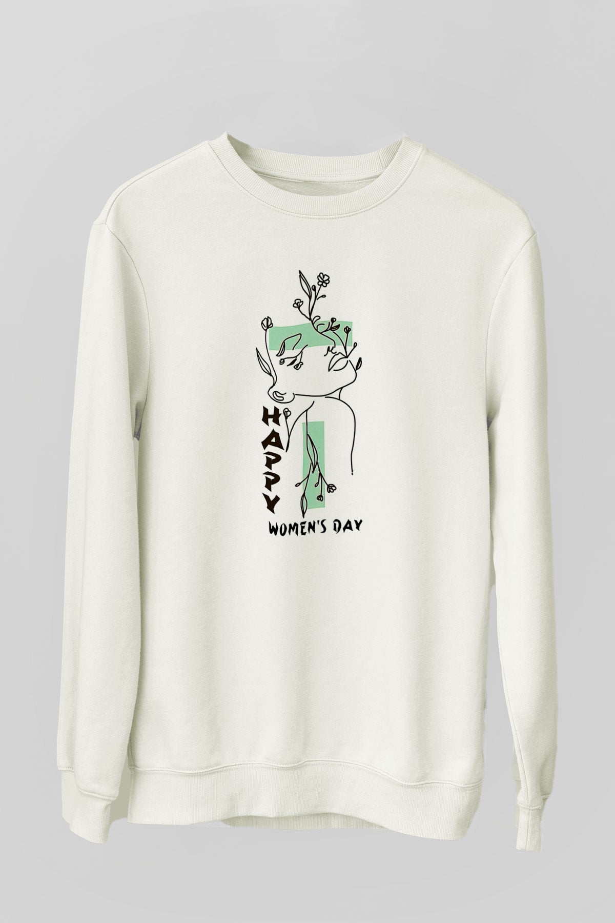 Kadınlar Günü Baskılı Beyaz Unisex Sweatshirt