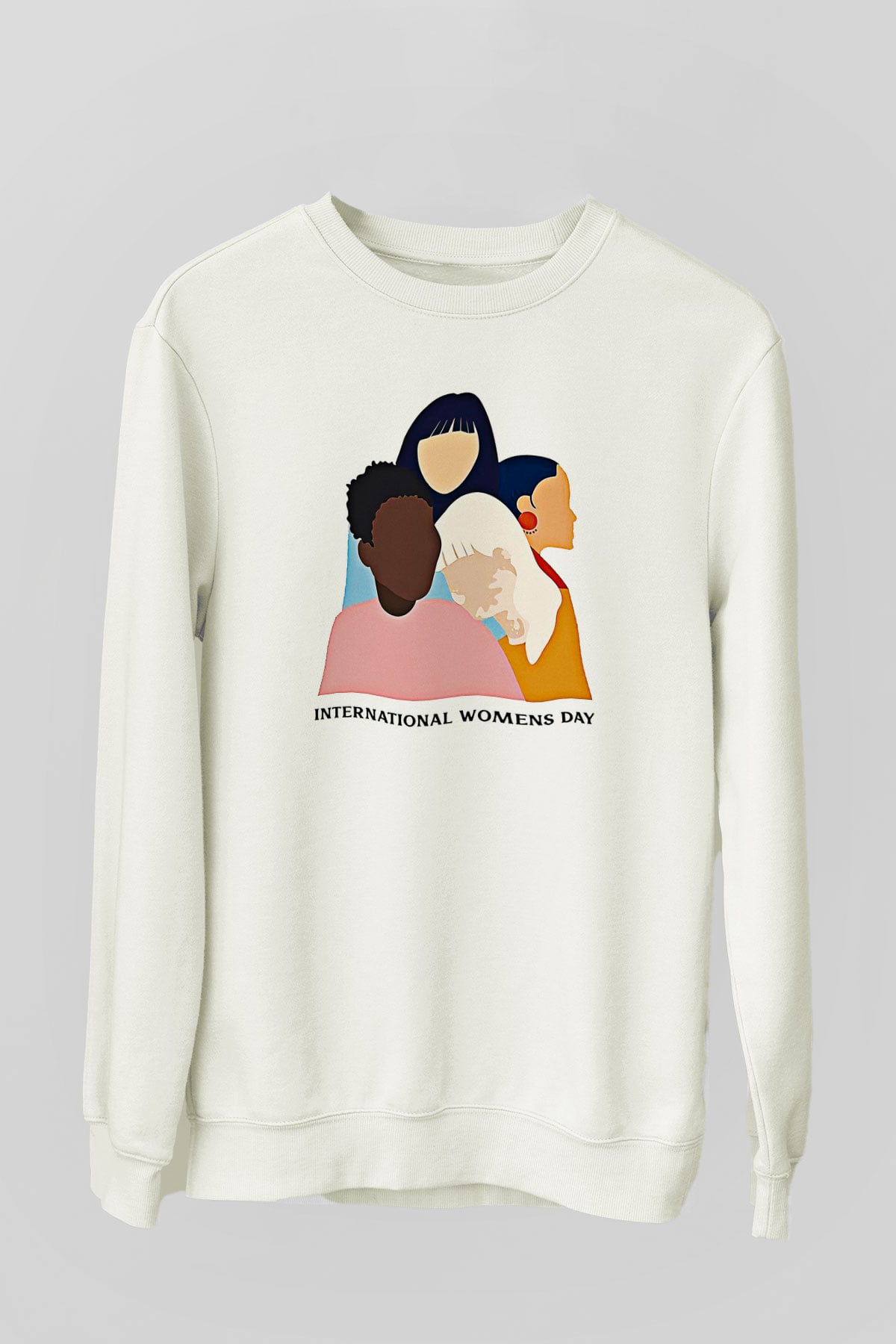 Kadınlar Günü Baskılı Beyaz Unisex Sweatshirt