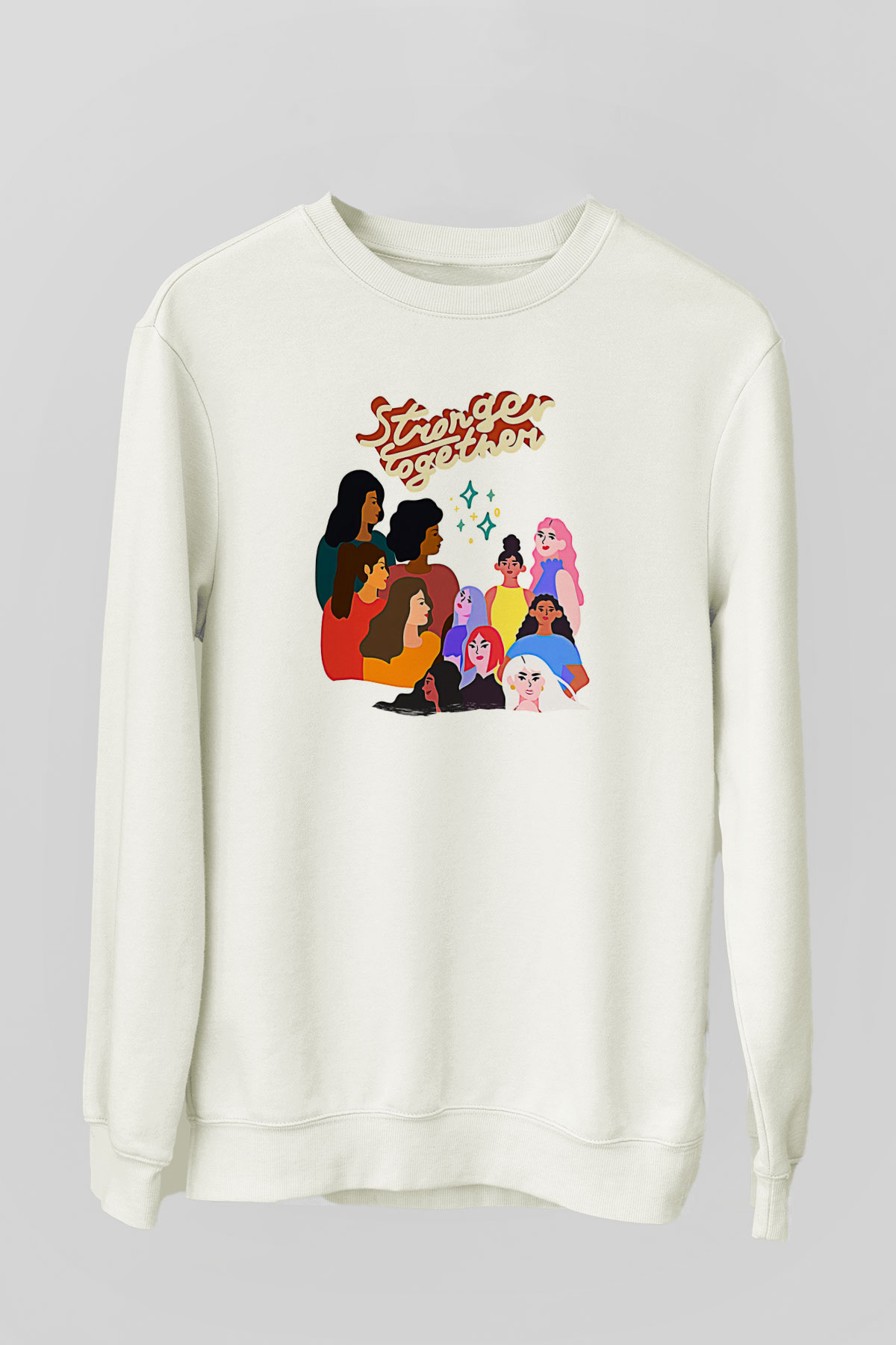 Kadınlar Günü Baskılı Beyaz Unisex Sweatshirt