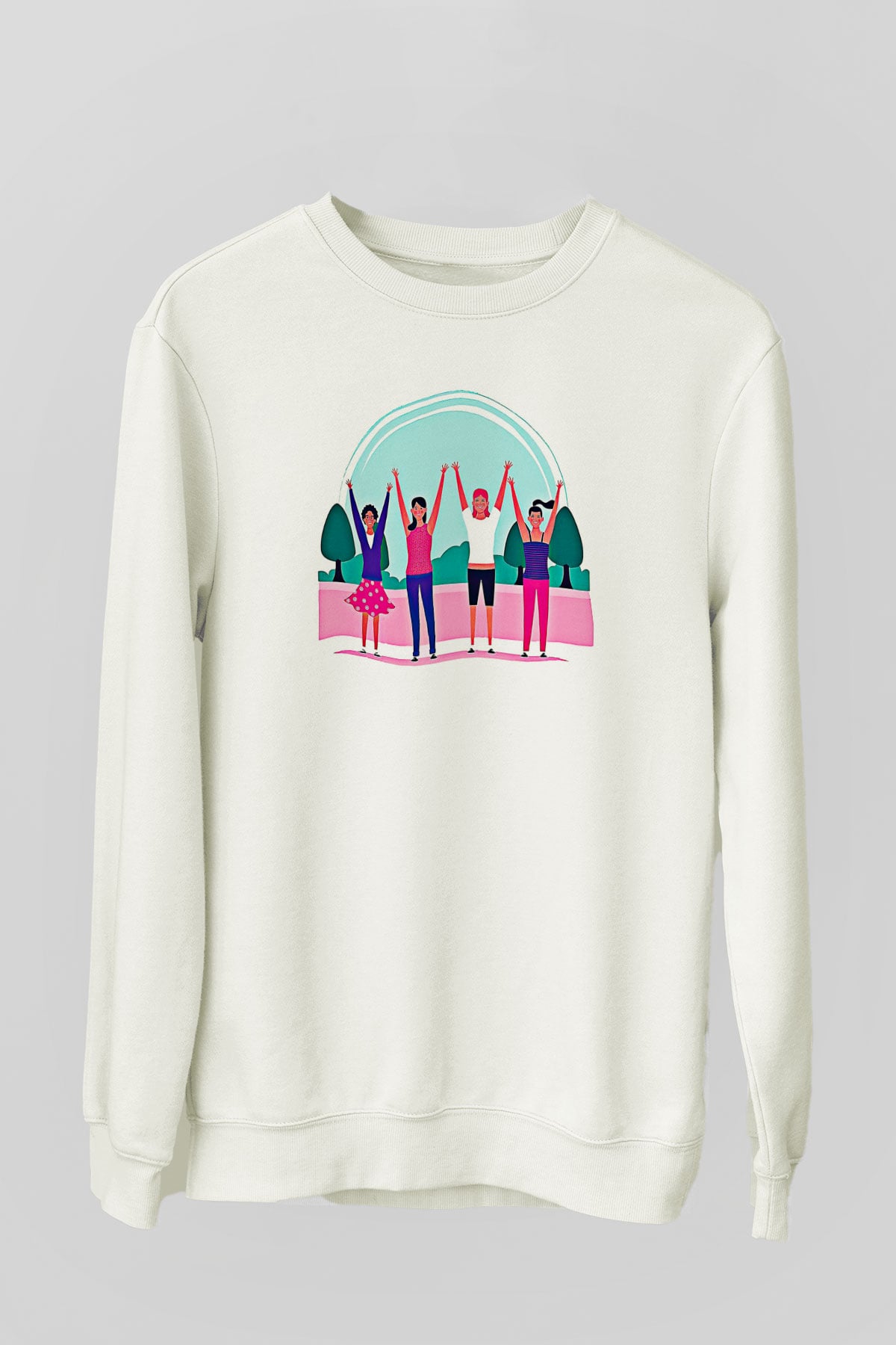 Kadınlar Günü Baskılı Beyaz Unisex Sweatshirt