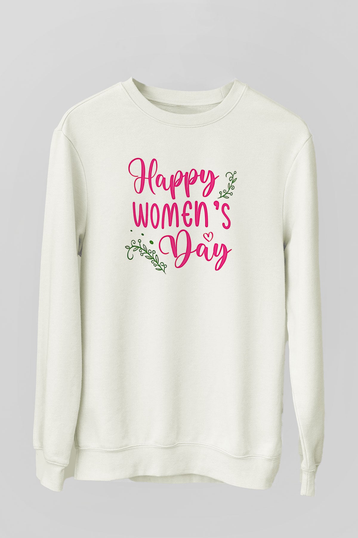 Kadınlar Günü Baskılı Beyaz Unisex Sweatshirt