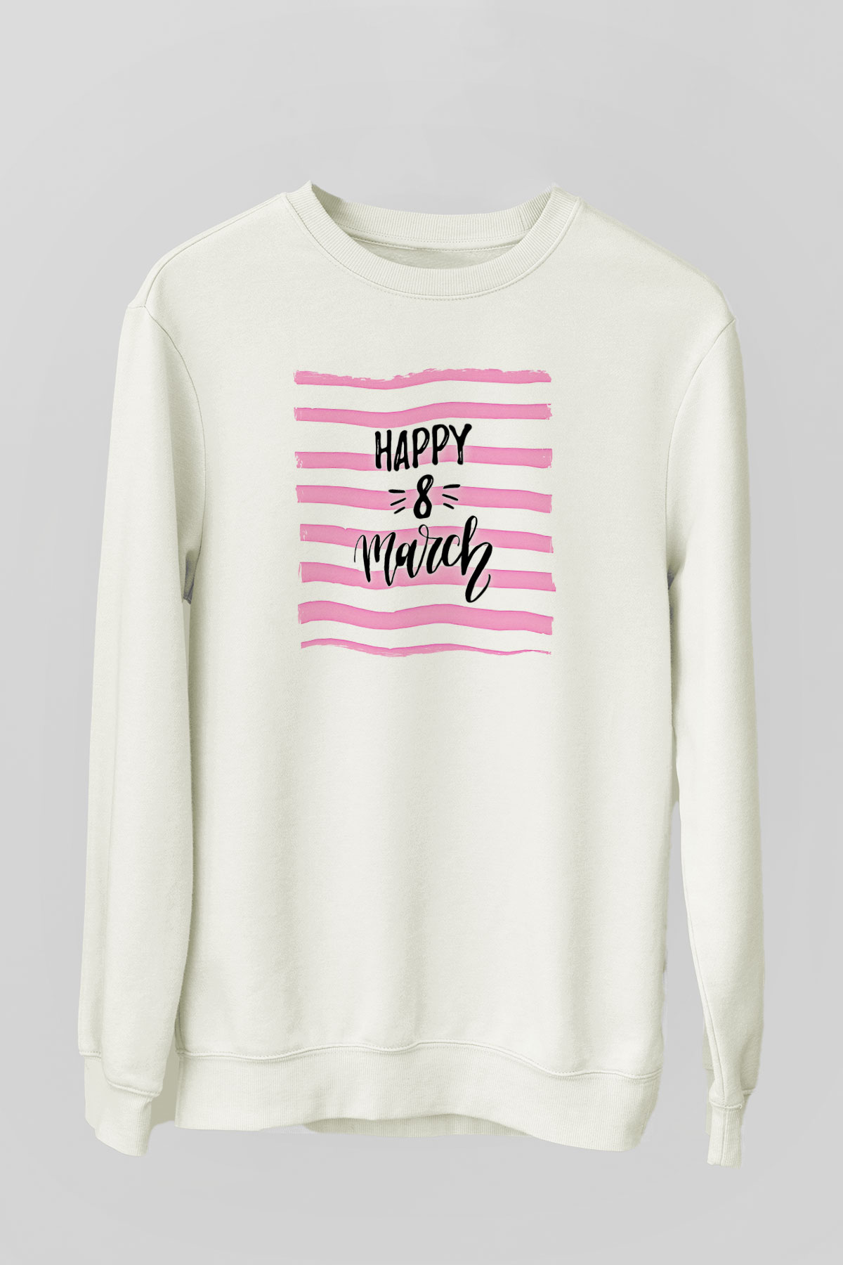 Kadınlar Günü Baskılı Beyaz Unisex Sweatshirt