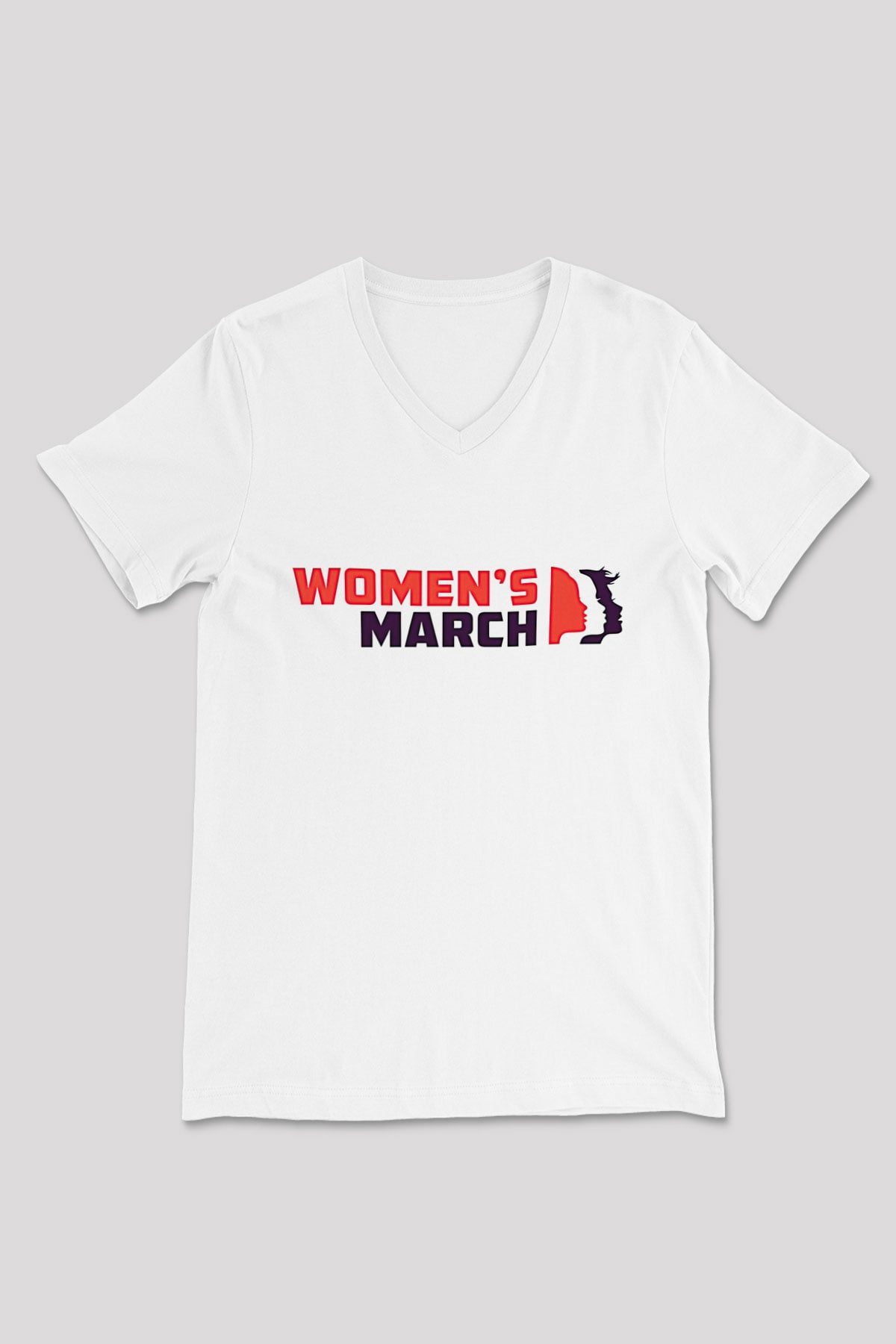 Kadınlar Günü Baskılı Beyaz Unisex V Yaka Tişört - Tshirt