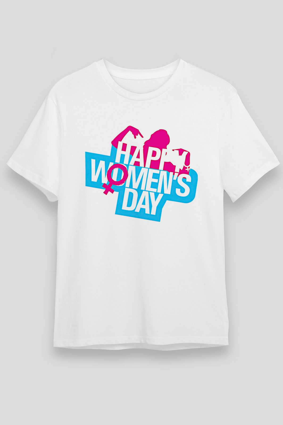 Kadınlar Günü Baskılı Unisex Beyaz Tişört - Tshirt