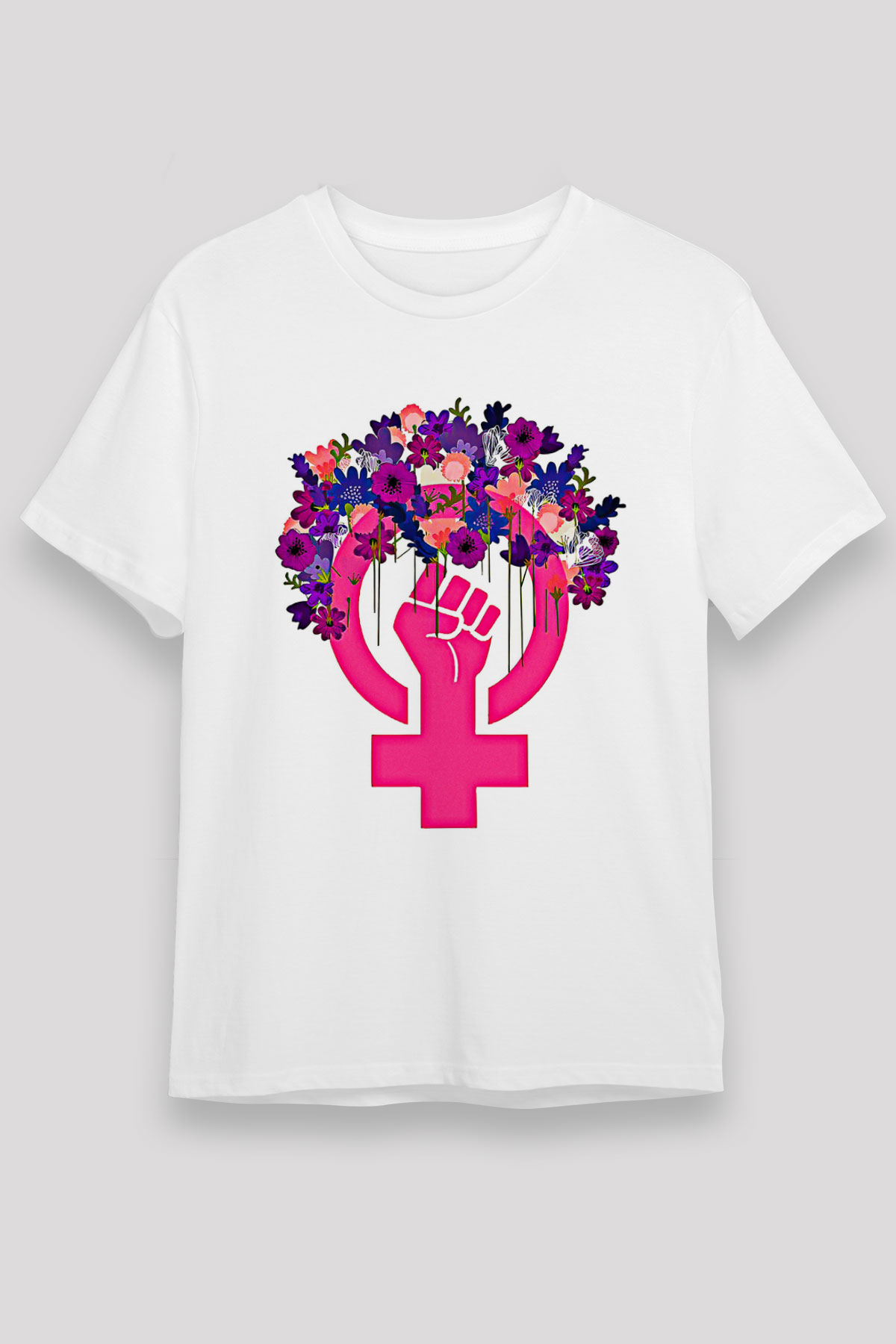 Kadınlar Günü Baskılı Unisex Beyaz Tişört - Tshirt