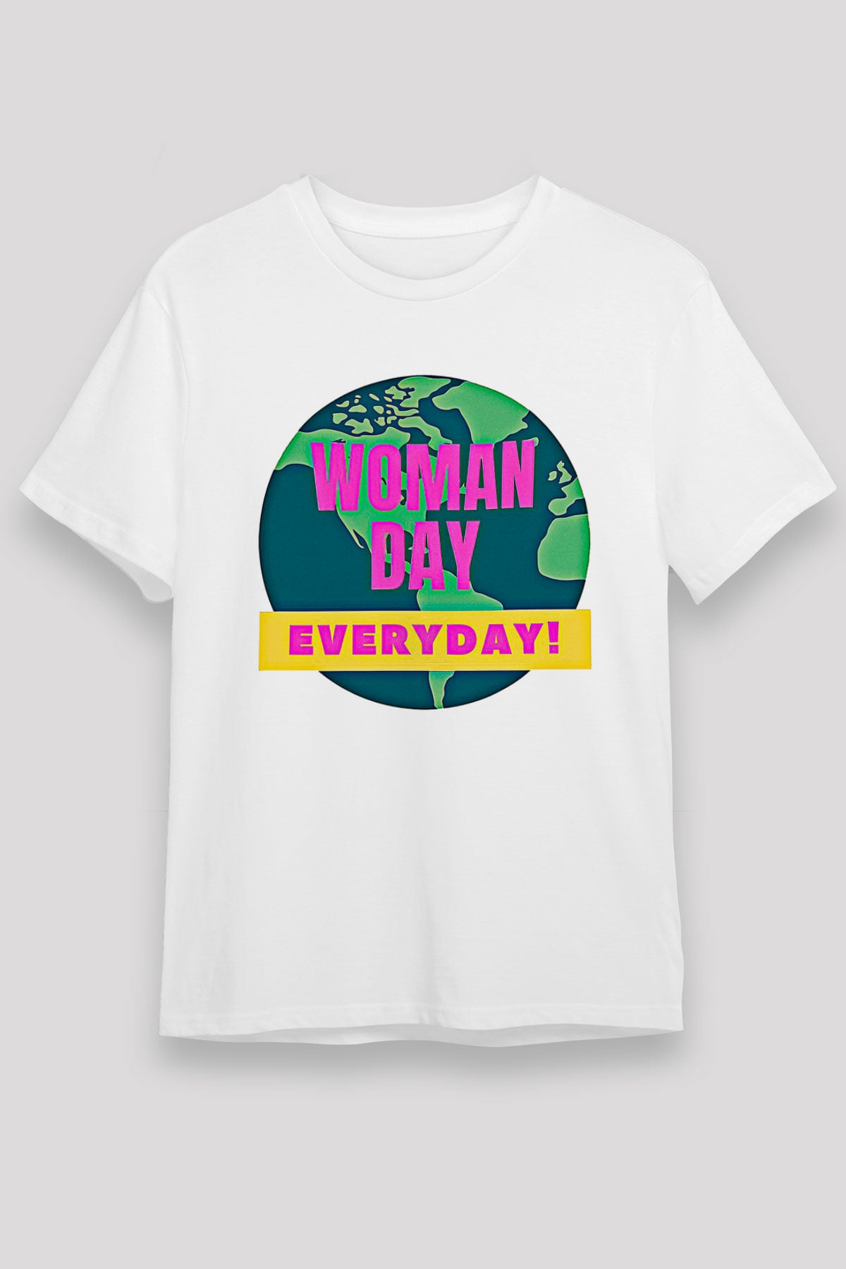 Kadınlar Günü Baskılı Unisex Beyaz Tişört - Tshirt