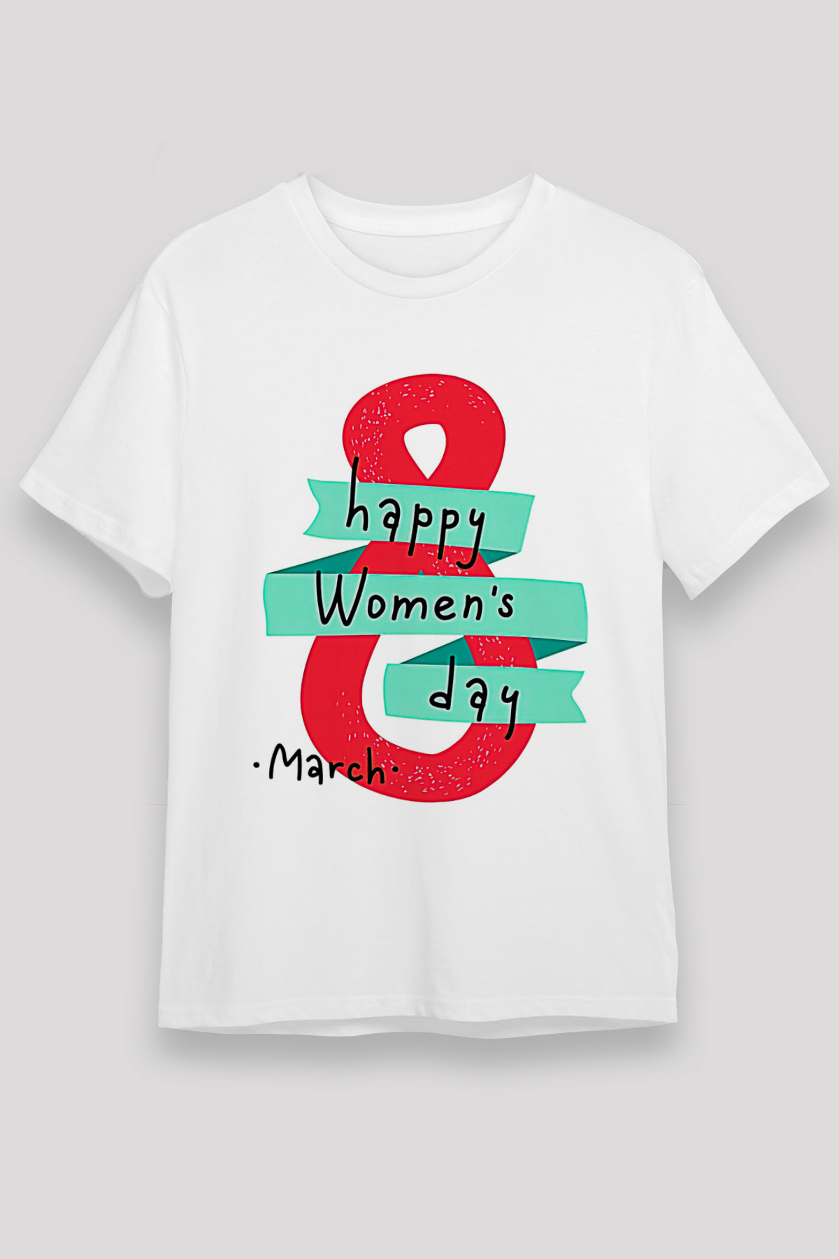 Kadınlar Günü Baskılı Unisex Beyaz Tişört - Tshirt