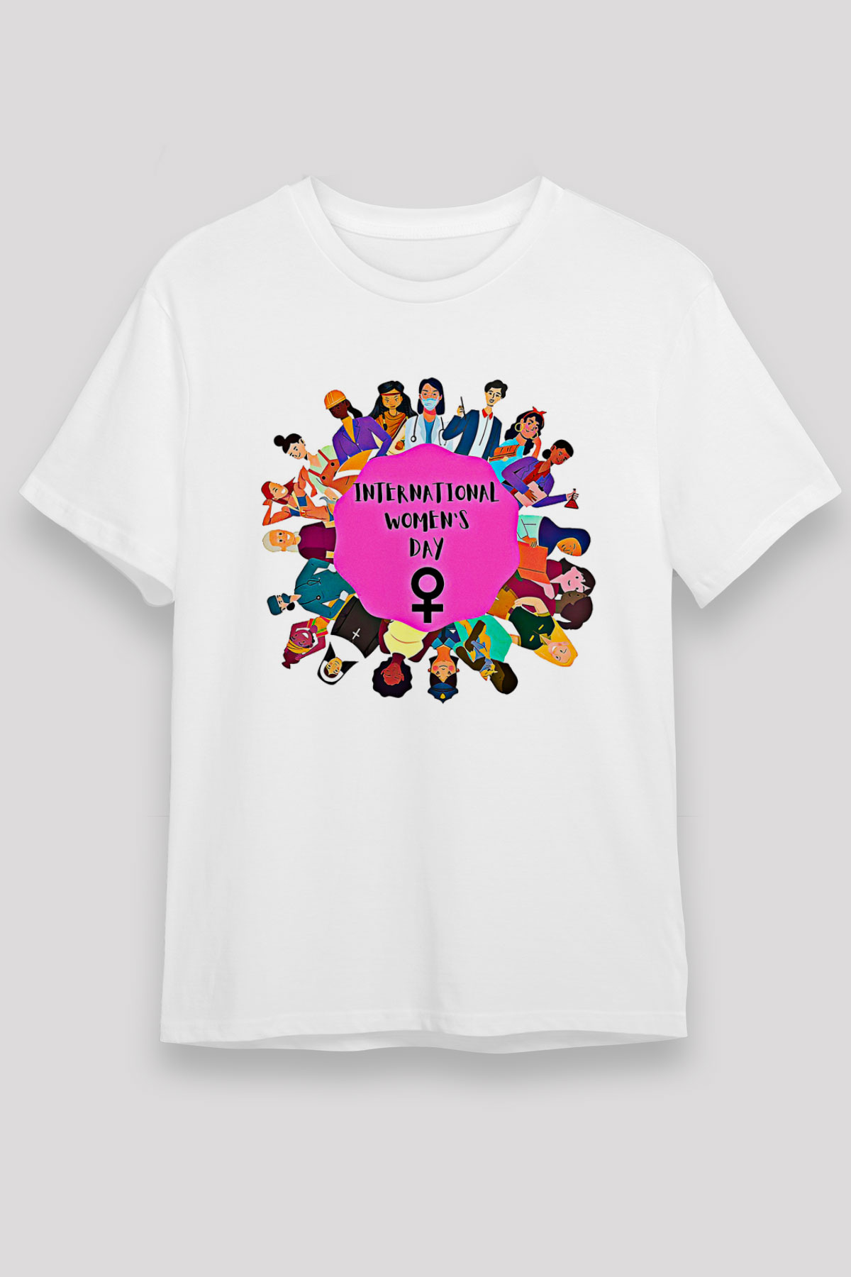 Kadınlar Günü Baskılı Unisex Beyaz Tişört - Tshirt
