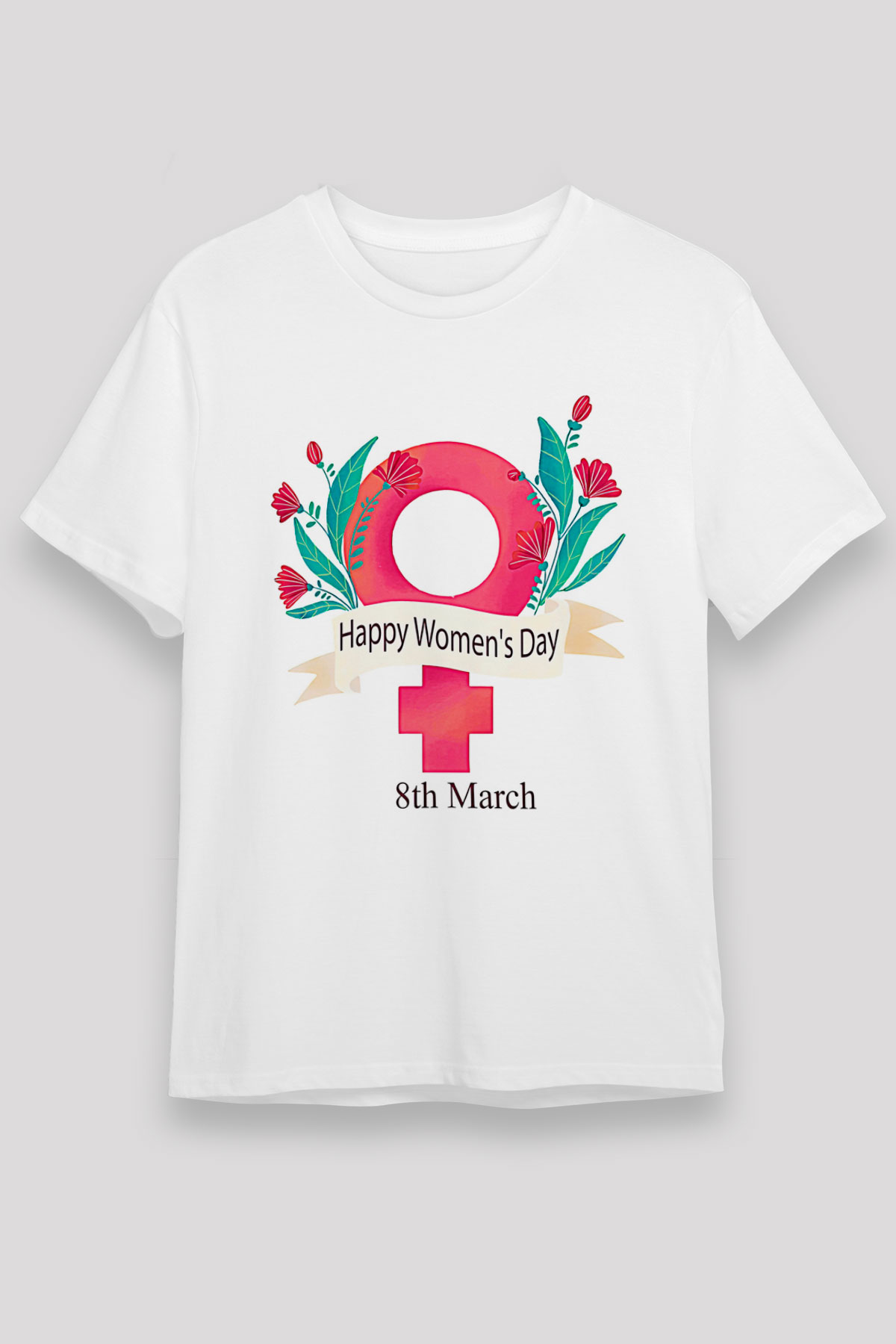 Kadınlar Günü Baskılı Unisex Beyaz Tişört - Tshirt