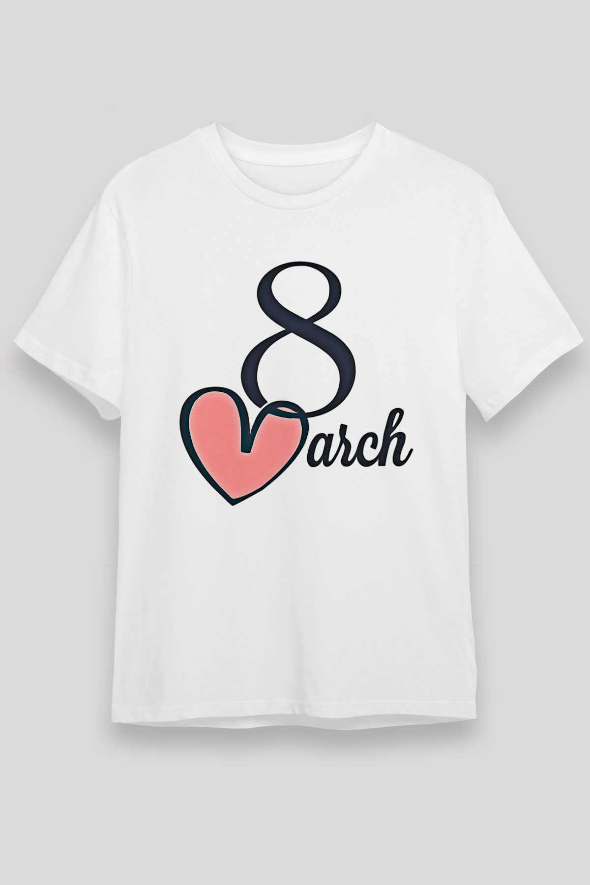 Kadınlar Günü Baskılı Unisex Beyaz Tişört - Tshirt
