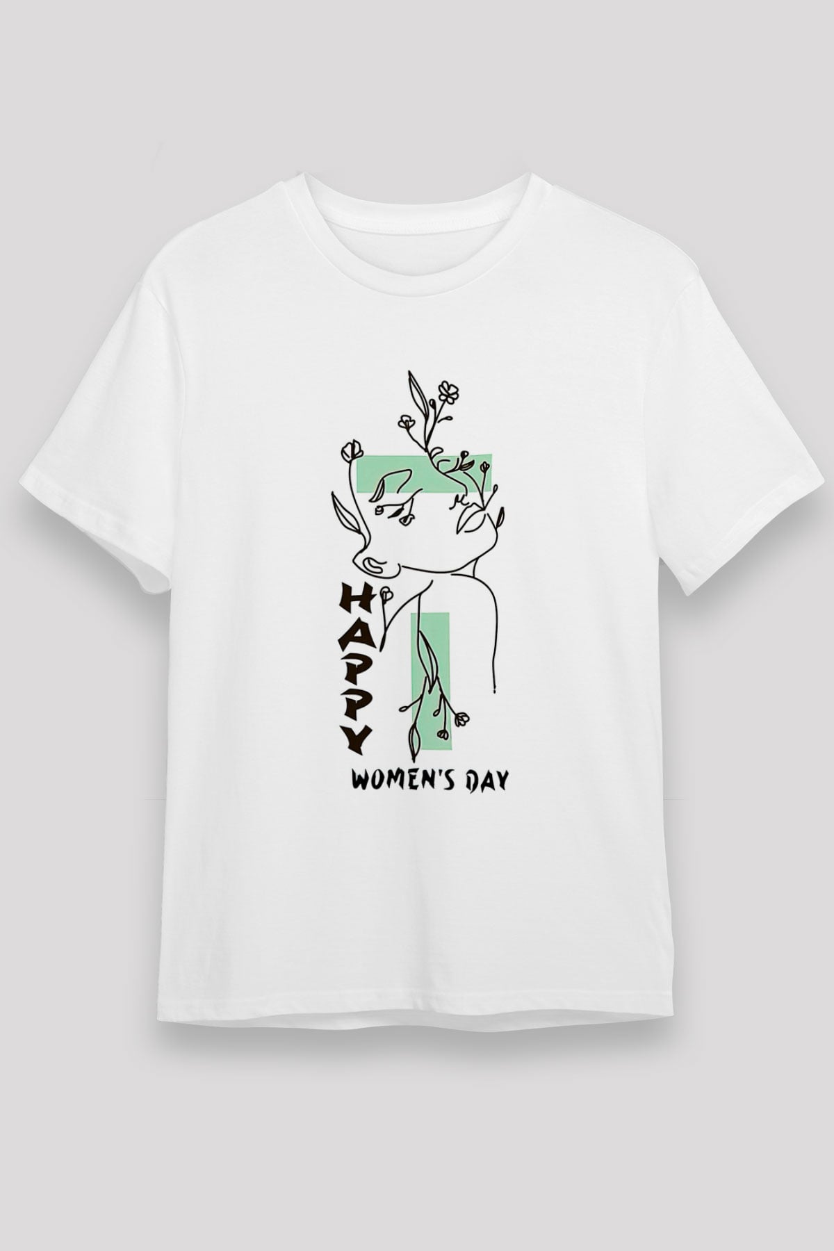Kadınlar Günü Baskılı Unisex Beyaz Tişört - Tshirt