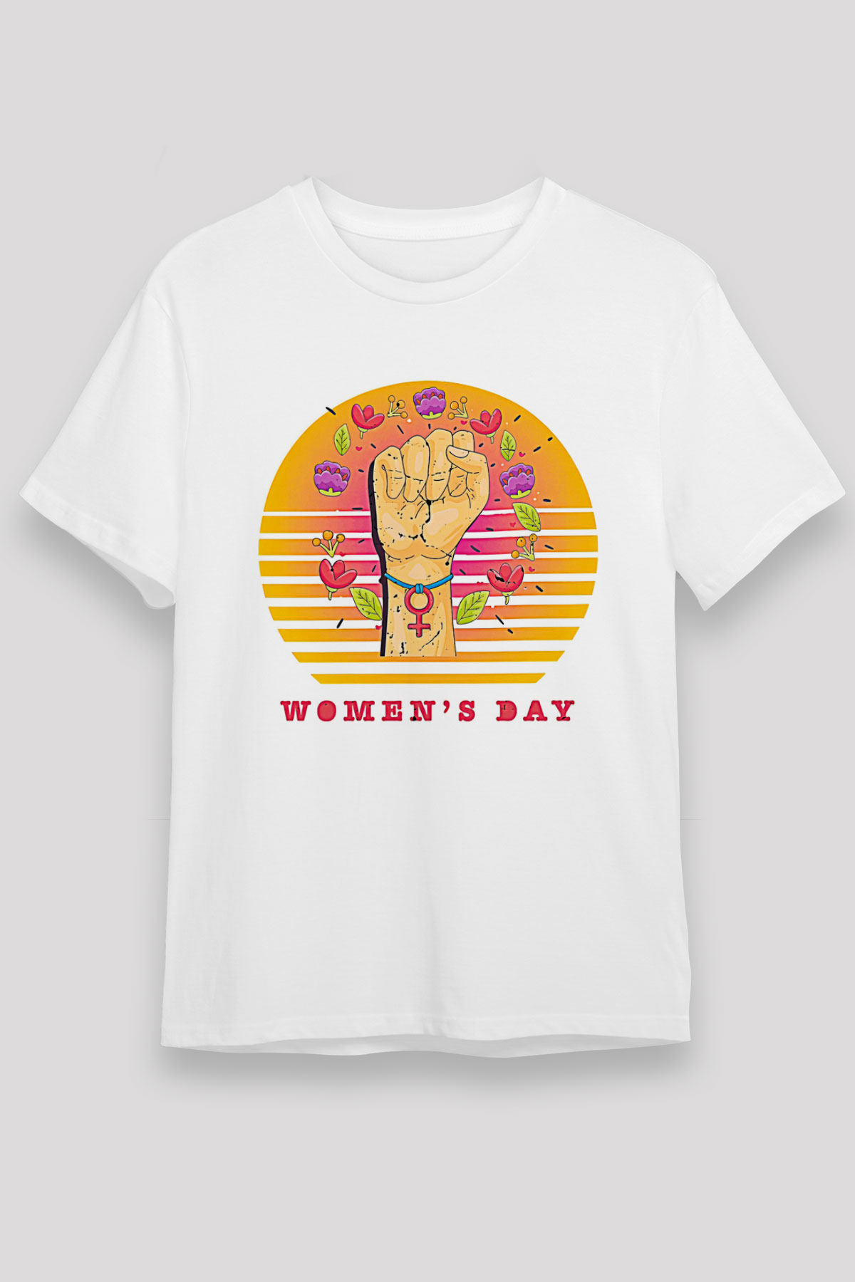 Kadınlar Günü Baskılı Unisex Beyaz Tişört - Tshirt