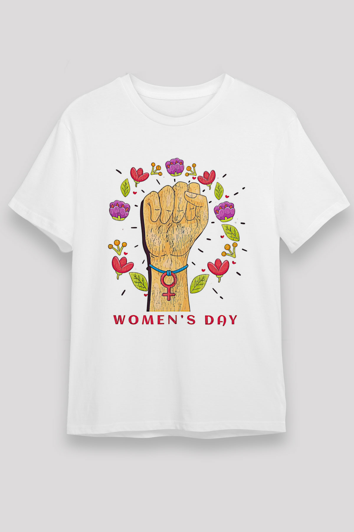 Kadınlar Günü Baskılı Unisex Beyaz Tişört - Tshirt