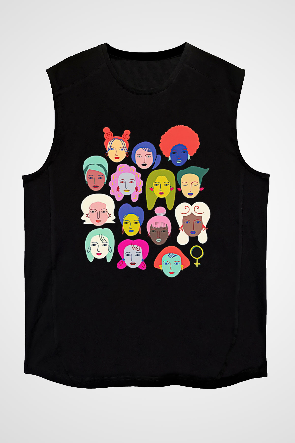 Kadınlar Günü Baskılı Unisex Siyah Kolsuz Tişört - Tshirt