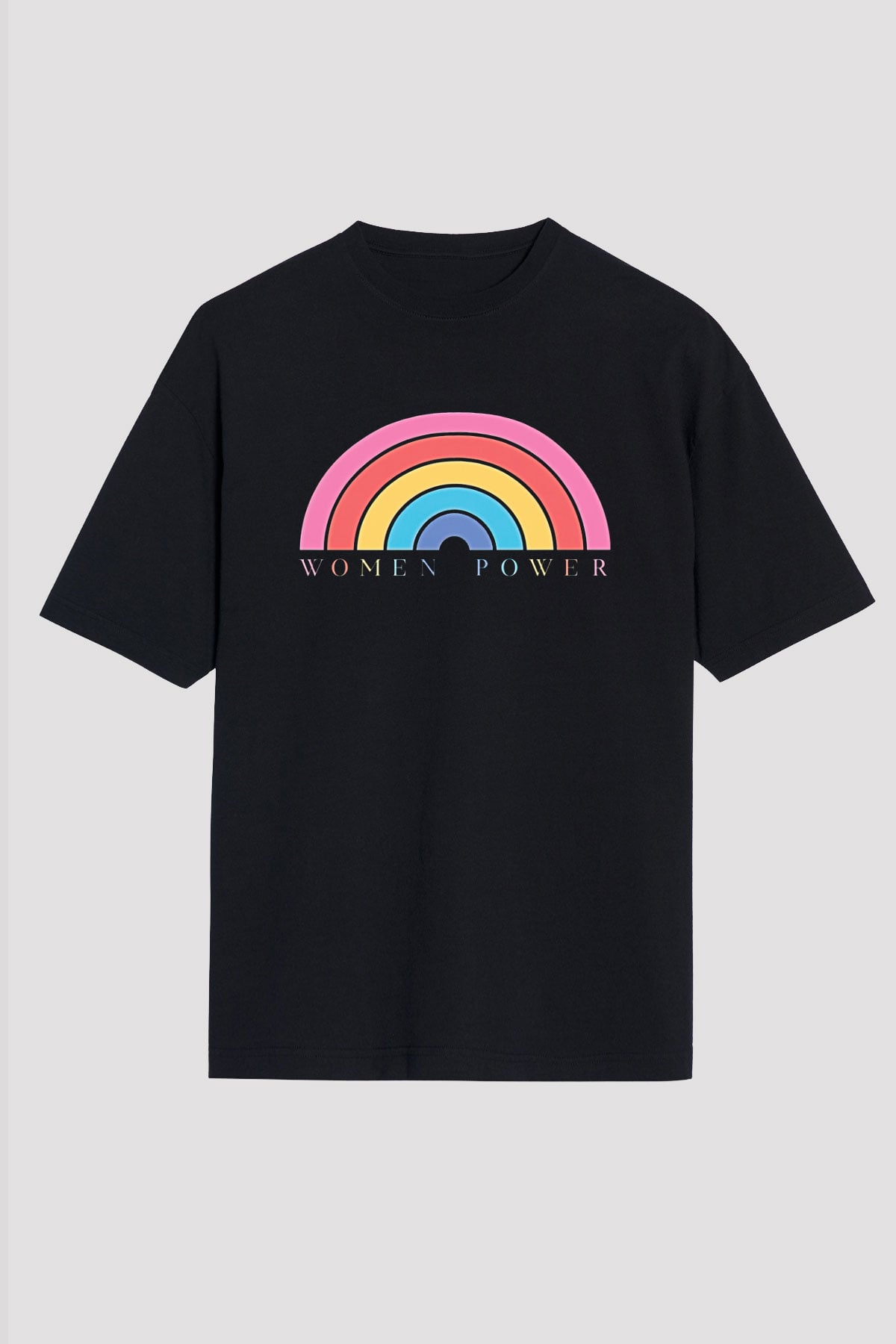 Kadınlar Günü Baskılı Unisex Siyah Oversize Tişört - Tshirt