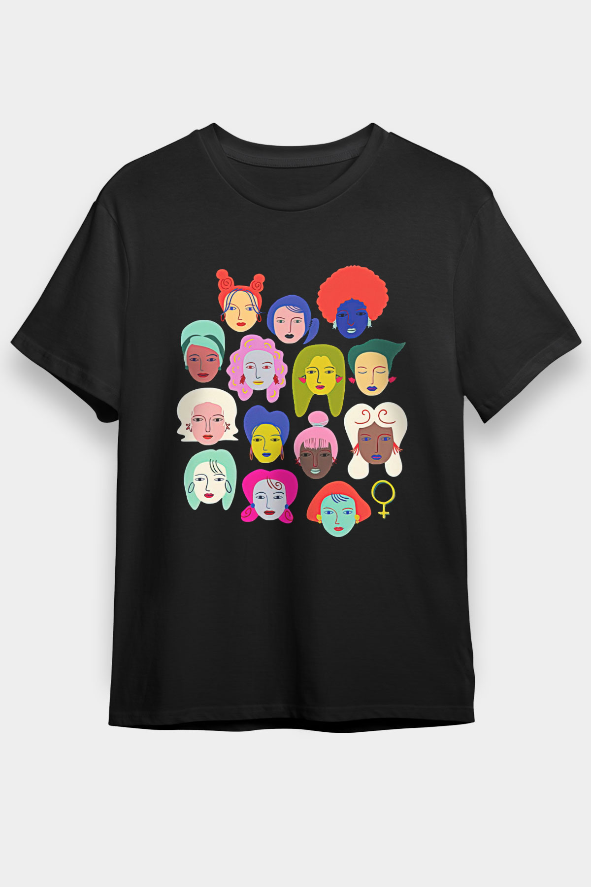 Kadınlar Günü Baskılı Unisex Siyah Tişört - Tshirt