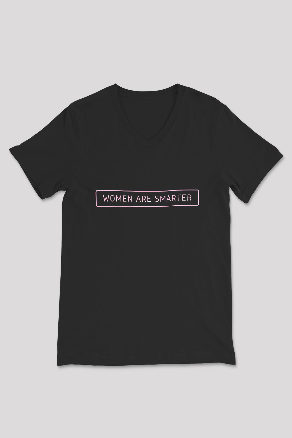 Kadınlar Günü Baskılı Unisex Siyah V Yaka Tişört - Tshirt