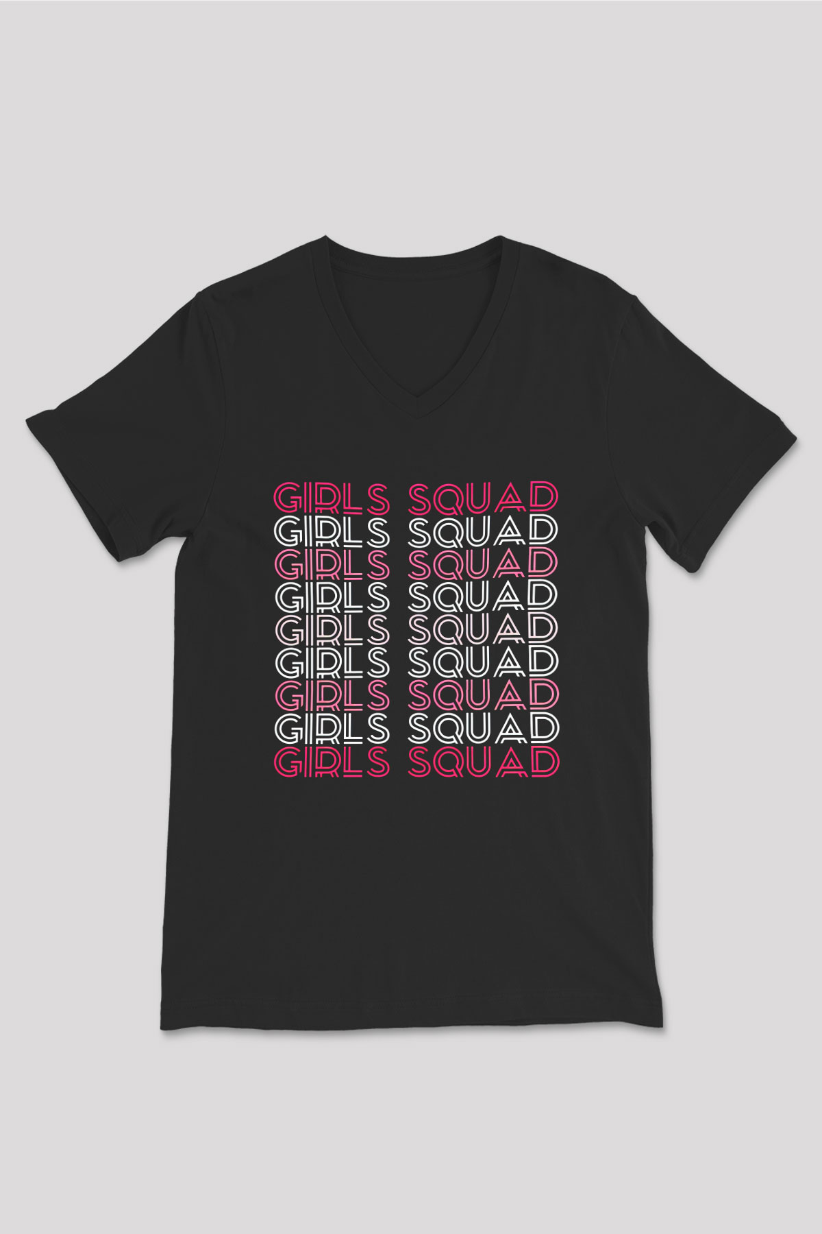Kadınlar Günü Baskılı Unisex Siyah V Yaka Tişört - Tshirt