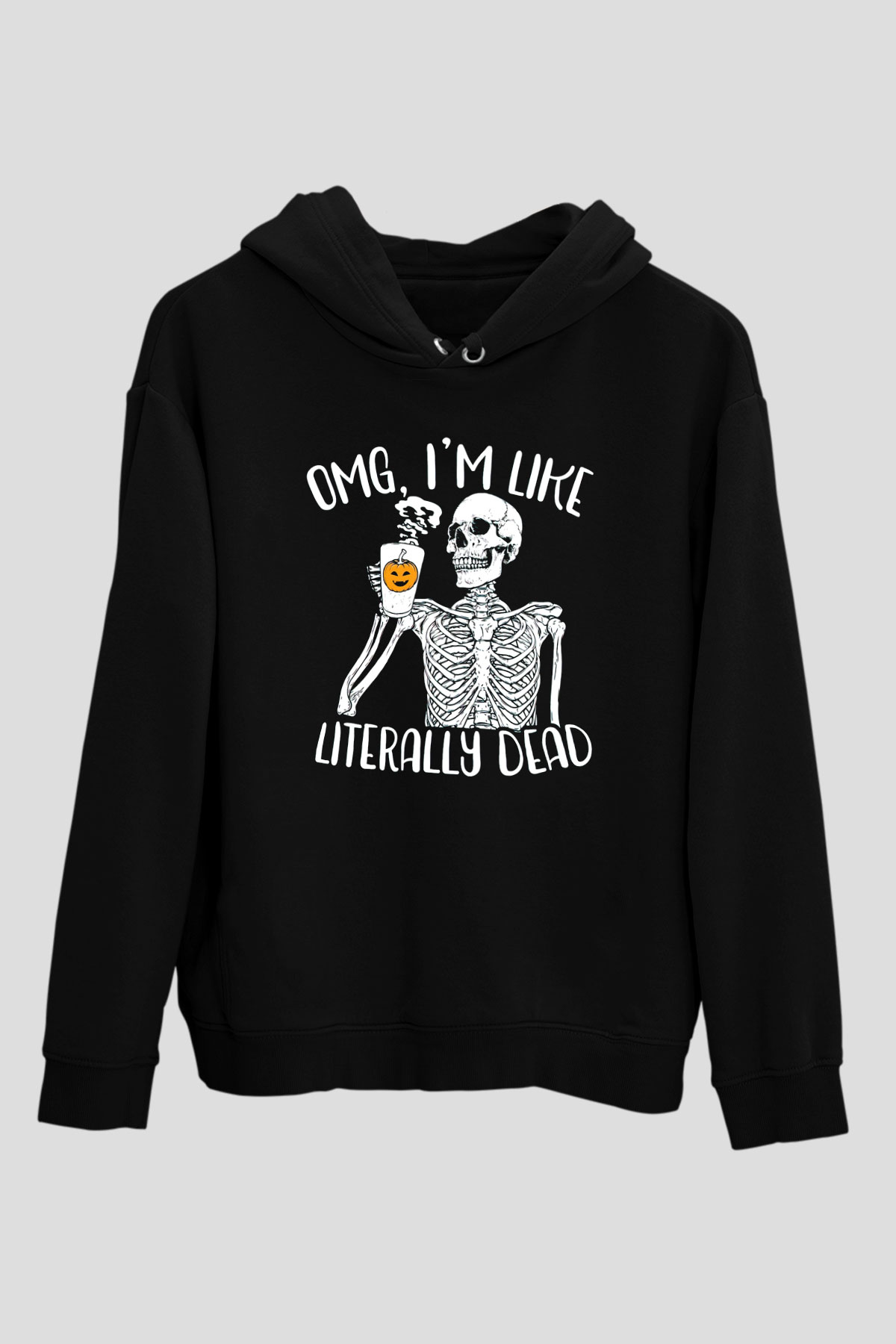 Kahve İçen İskeletSiyah  Unisex Hoodie