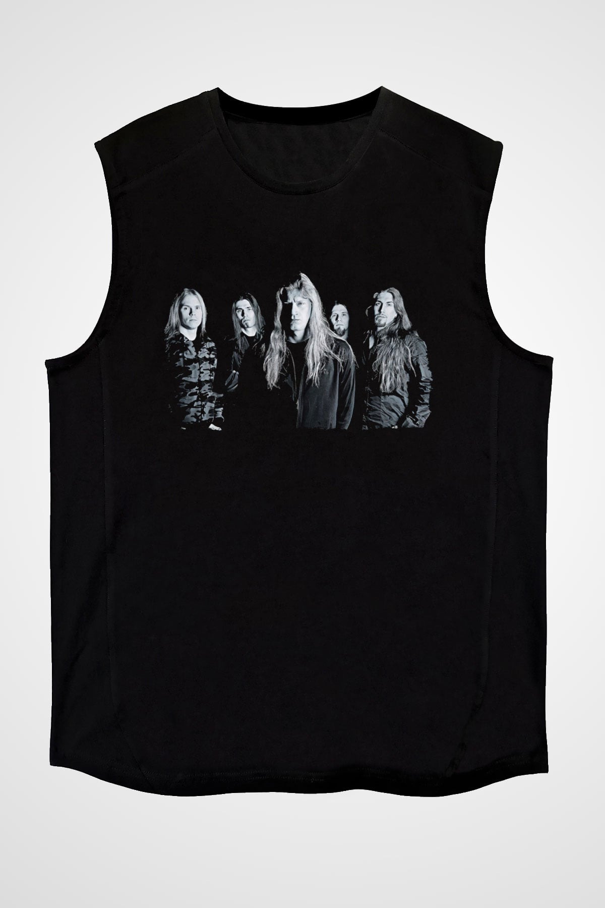 Kalmah Baskılı Unisex Siyah Kolsuz Tişört - Tshirt