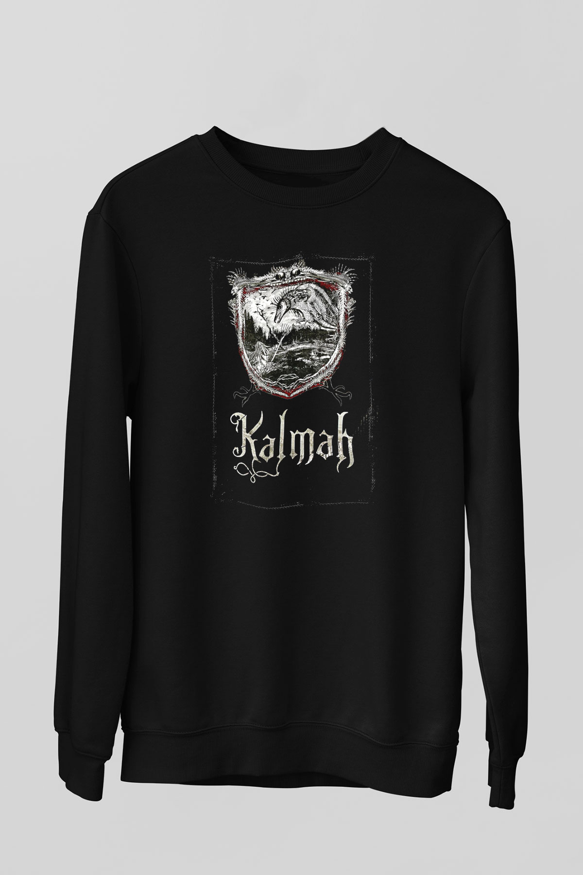 Kalmah Baskılı Unisex Siyah Sweatshirt
