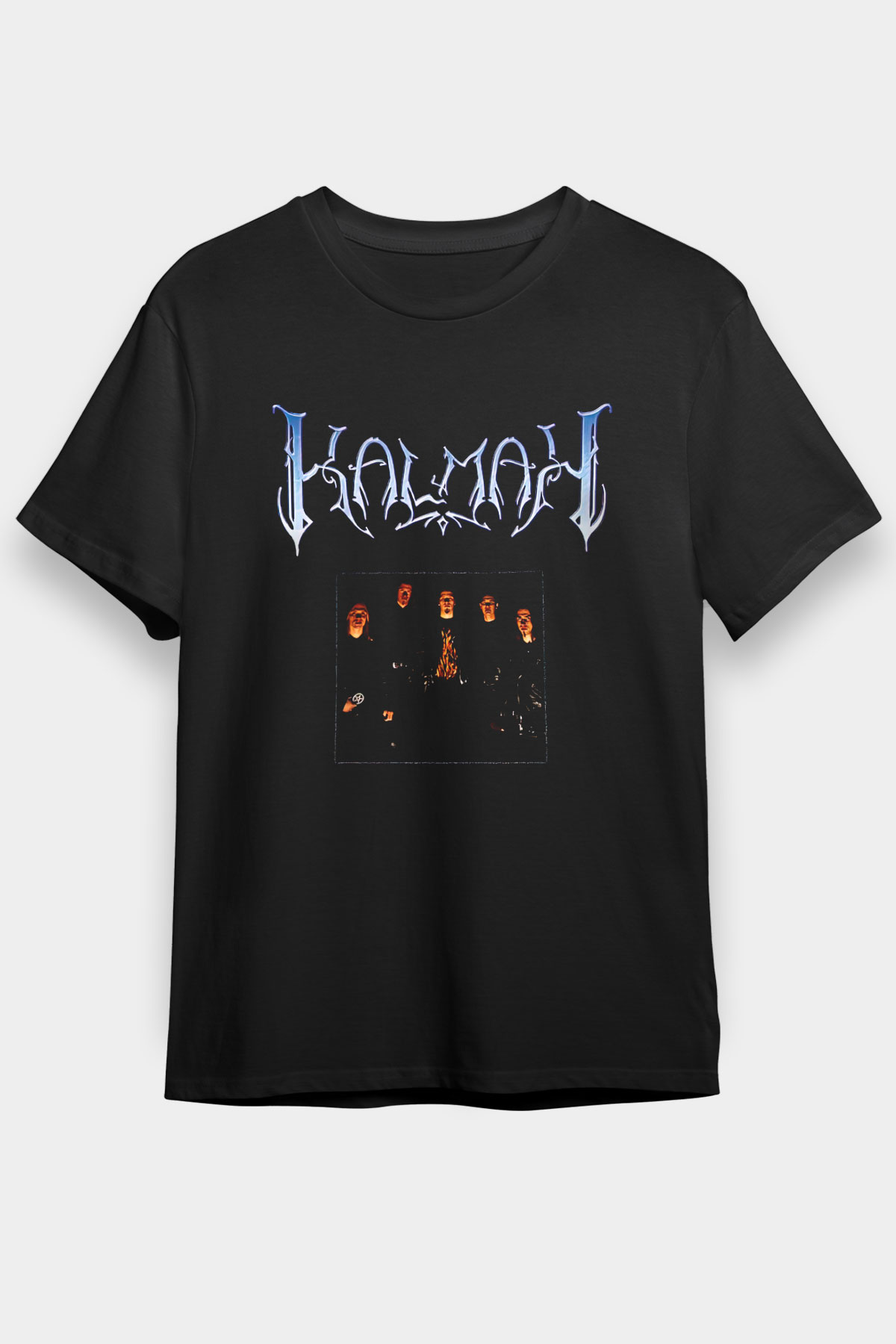 Kalmah Baskılı Unisex Siyah Tişört - Tshirt