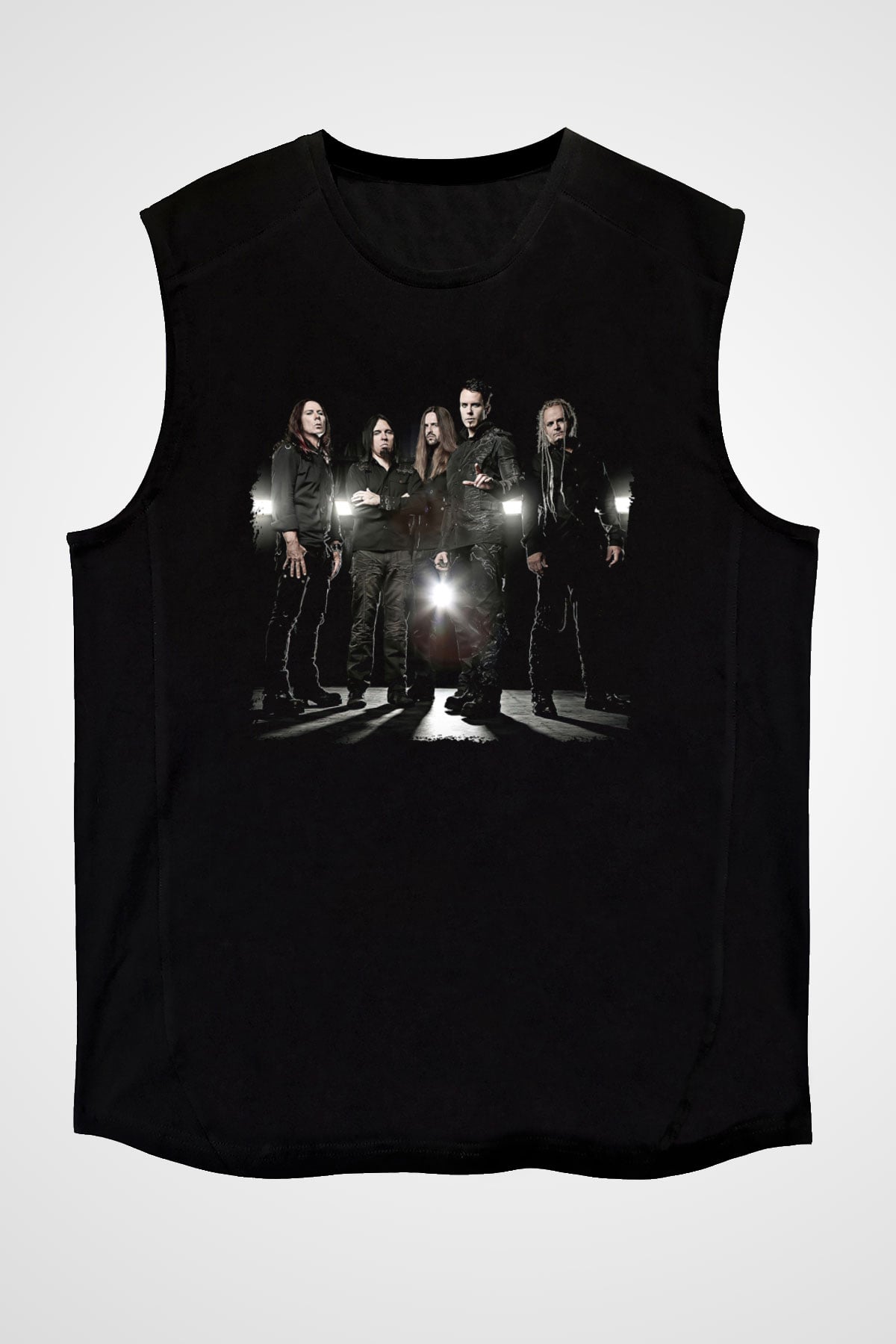 Kamelot Baskılı Unisex Siyah Kolsuz Tişört - Tshirt