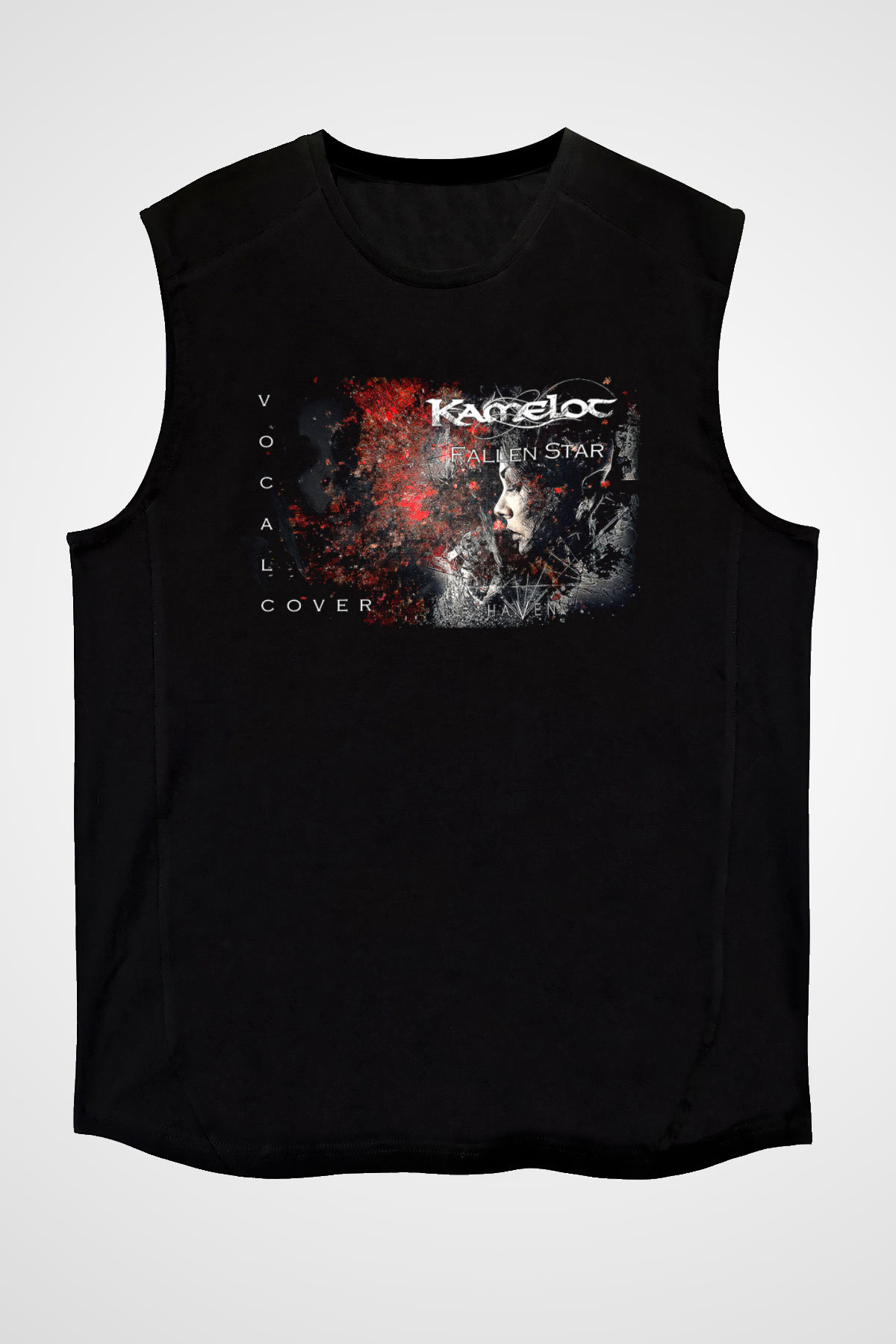 Kamelot Baskılı Unisex Siyah Kolsuz Tişört - Tshirt