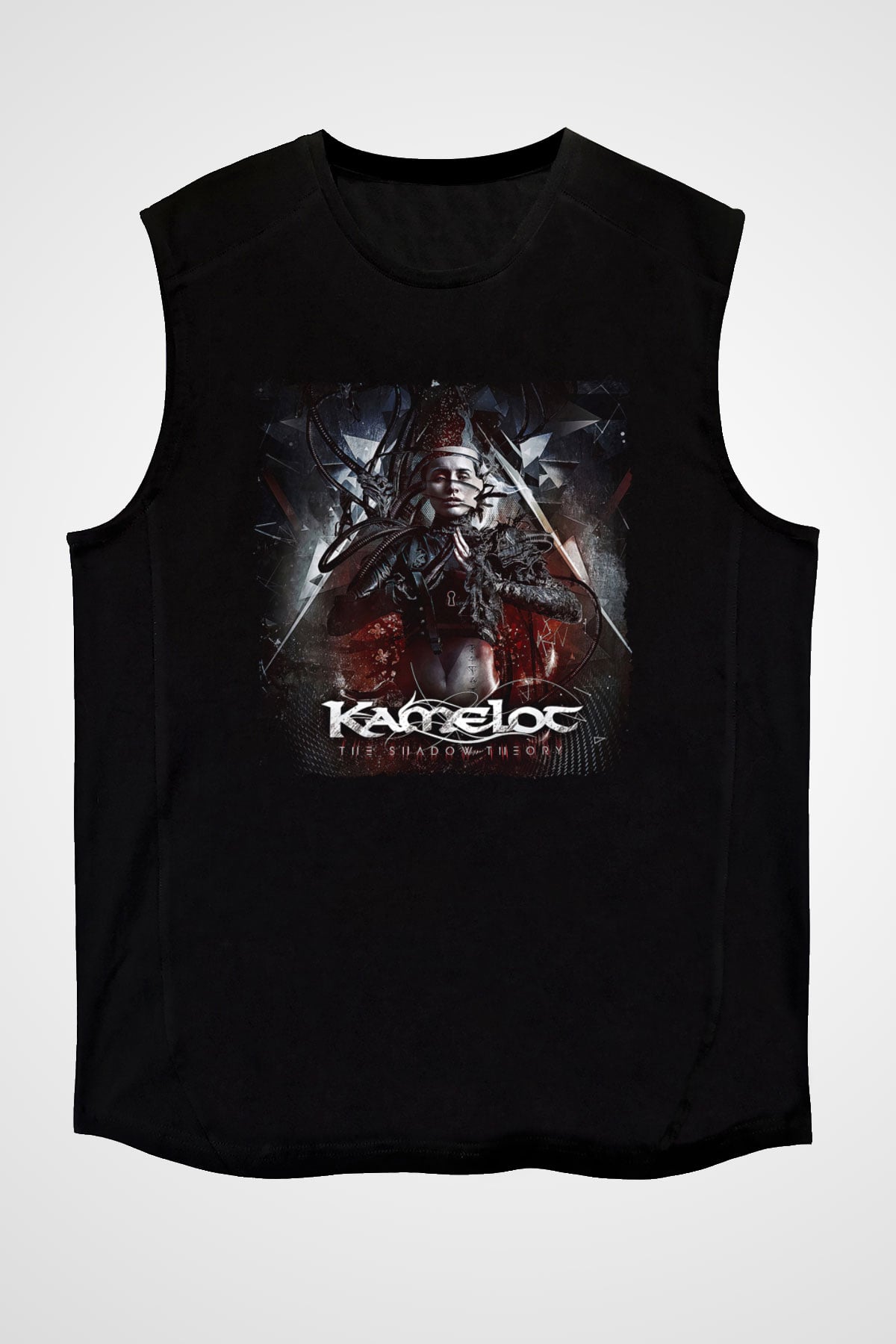 Kamelot Baskılı Unisex Siyah Kolsuz Tişört - Tshirt