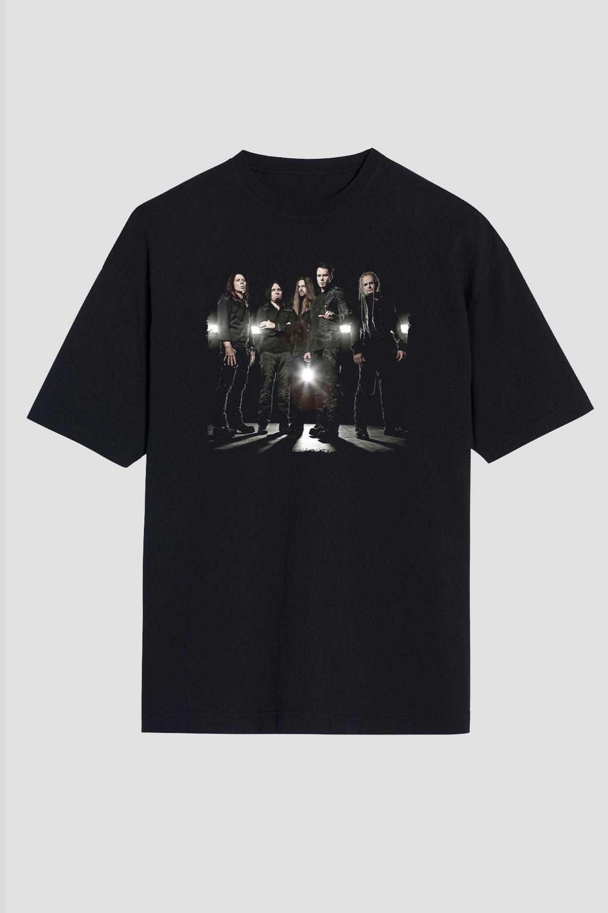 Kamelot Baskılı Unisex Siyah Oversize Tişört - Tshirt