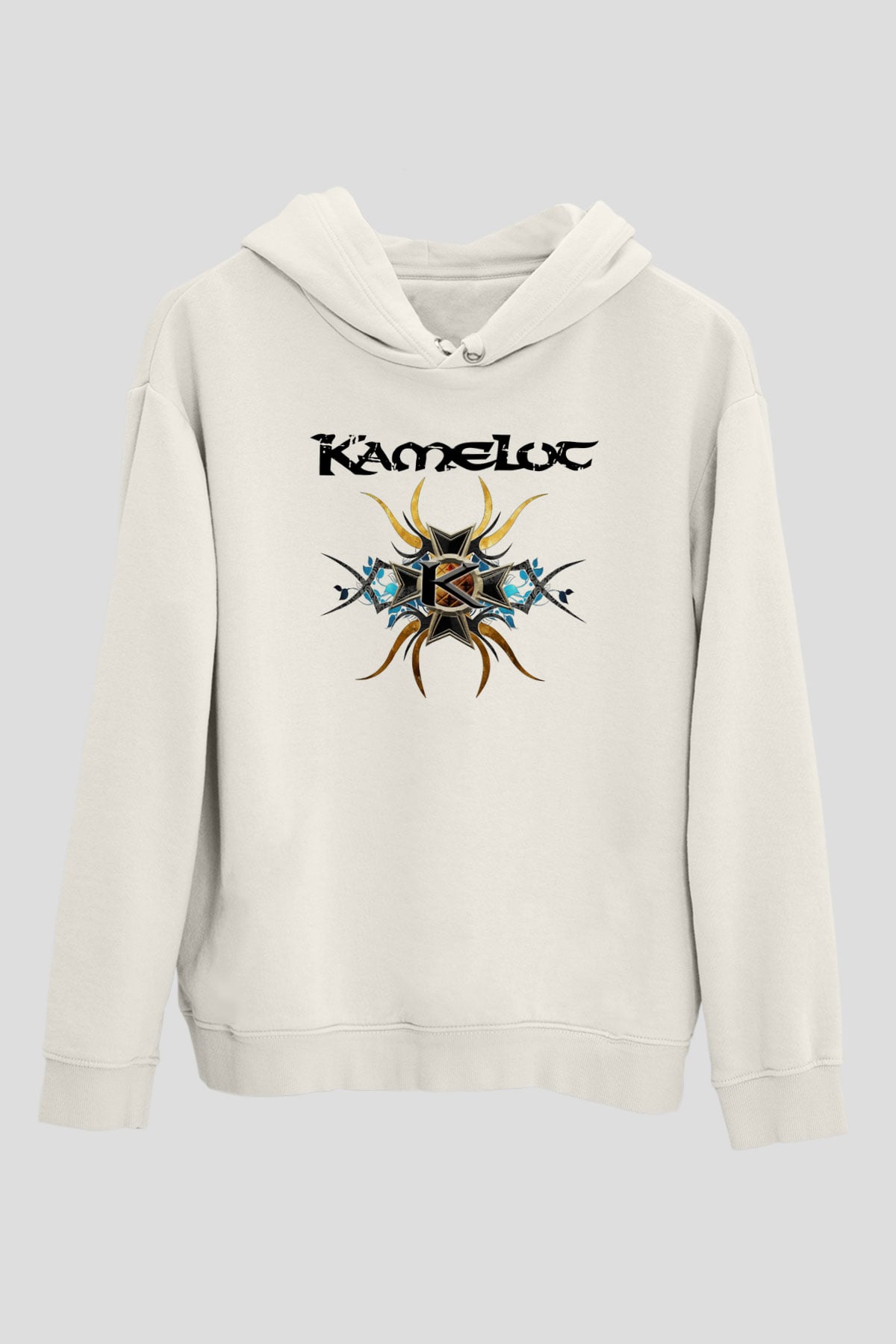 Kamelot Beyaz Unisex Kapüşonlu Sweatshirt