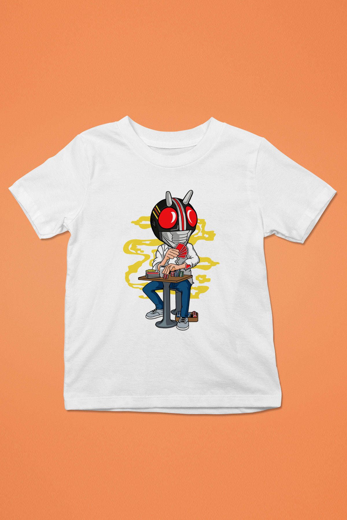 Kamen Gambler Baskılı Unisex Beyaz Çocuk Tişört