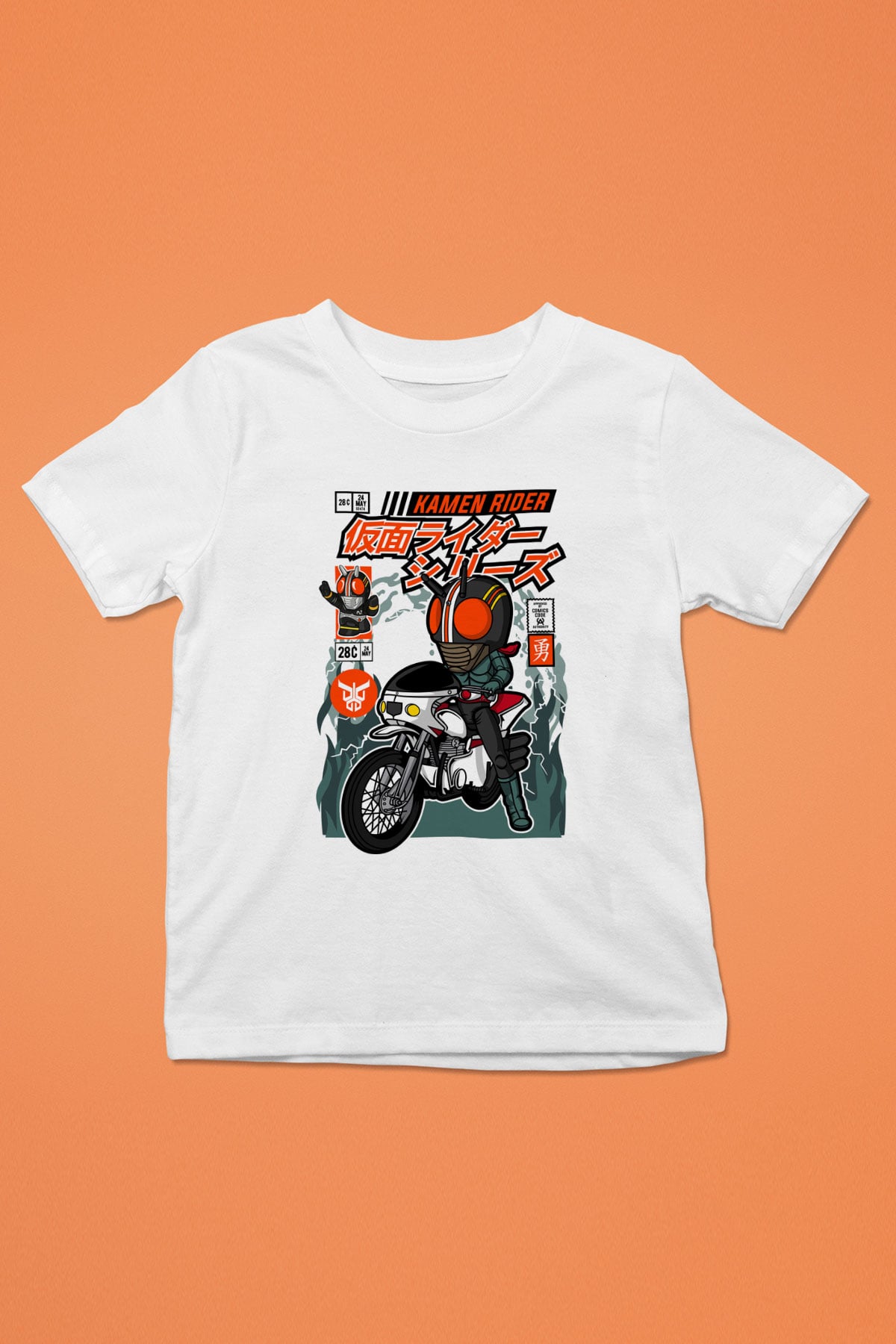 Kamen Rider Baskılı Unisex Beyaz Çocuk Tişört