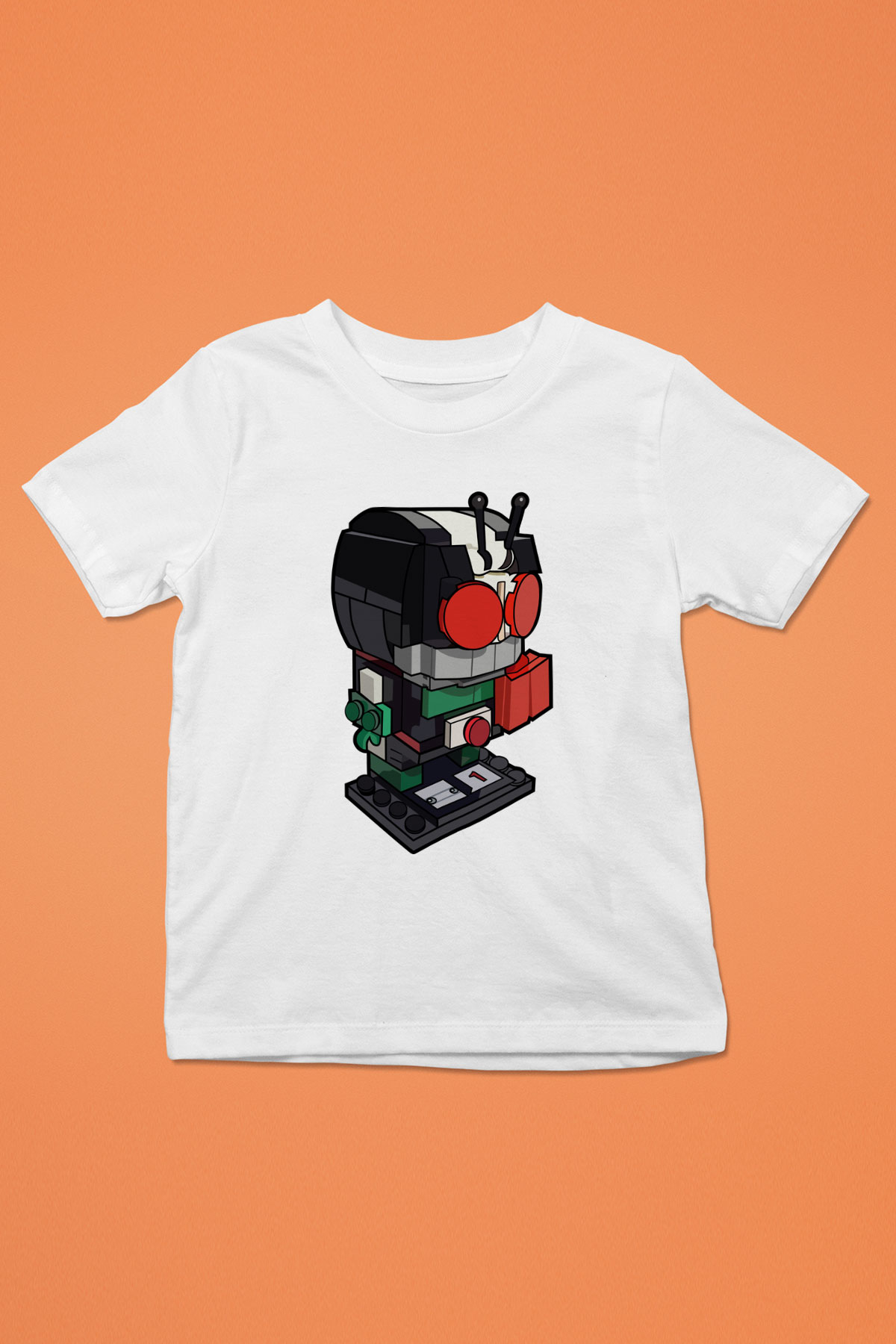 Kamen Rider Lego Baskılı Beyaz Unisex Çocuk Tişört