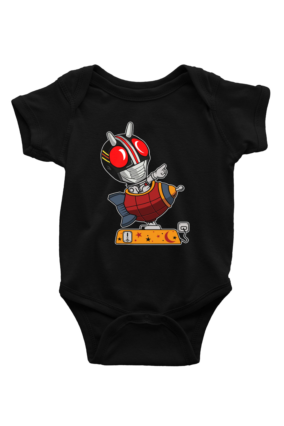 Kamen Rocket Baskılı Siyah Bebek Body - Zıbın