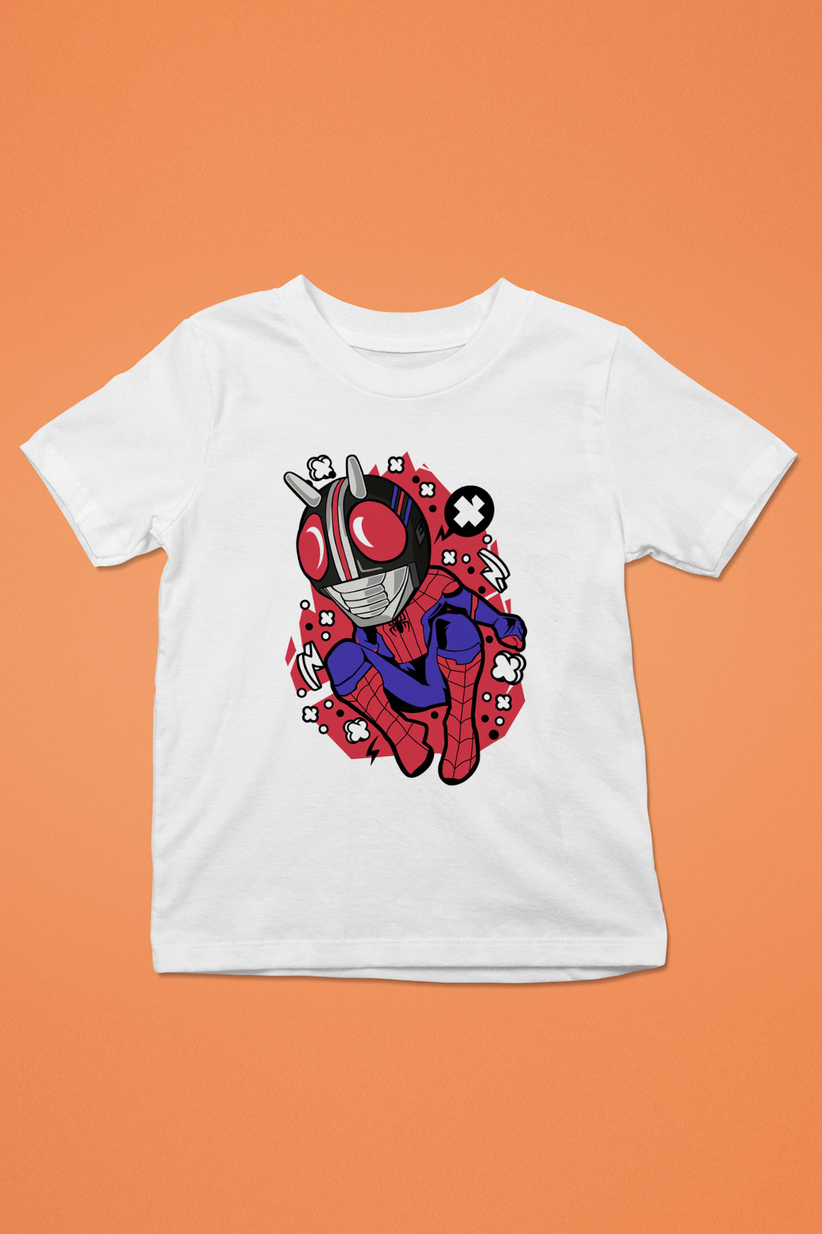 Kamen Spider Baskılı Beyaz Unisex Çocuk Tişört