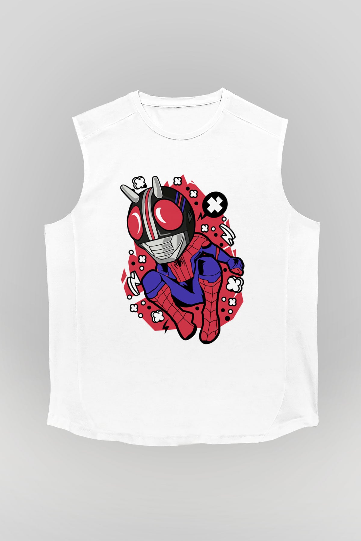 Kamen Spider Baskılı Beyaz Unisex Kolsuz Tişört