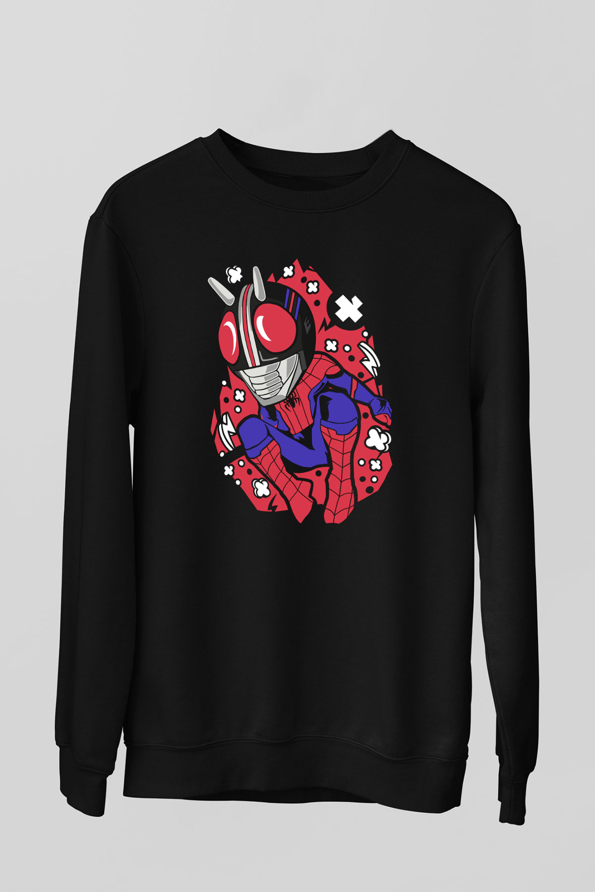 Kamen Spider Baskılı Siyah Unisex Sweatshirt