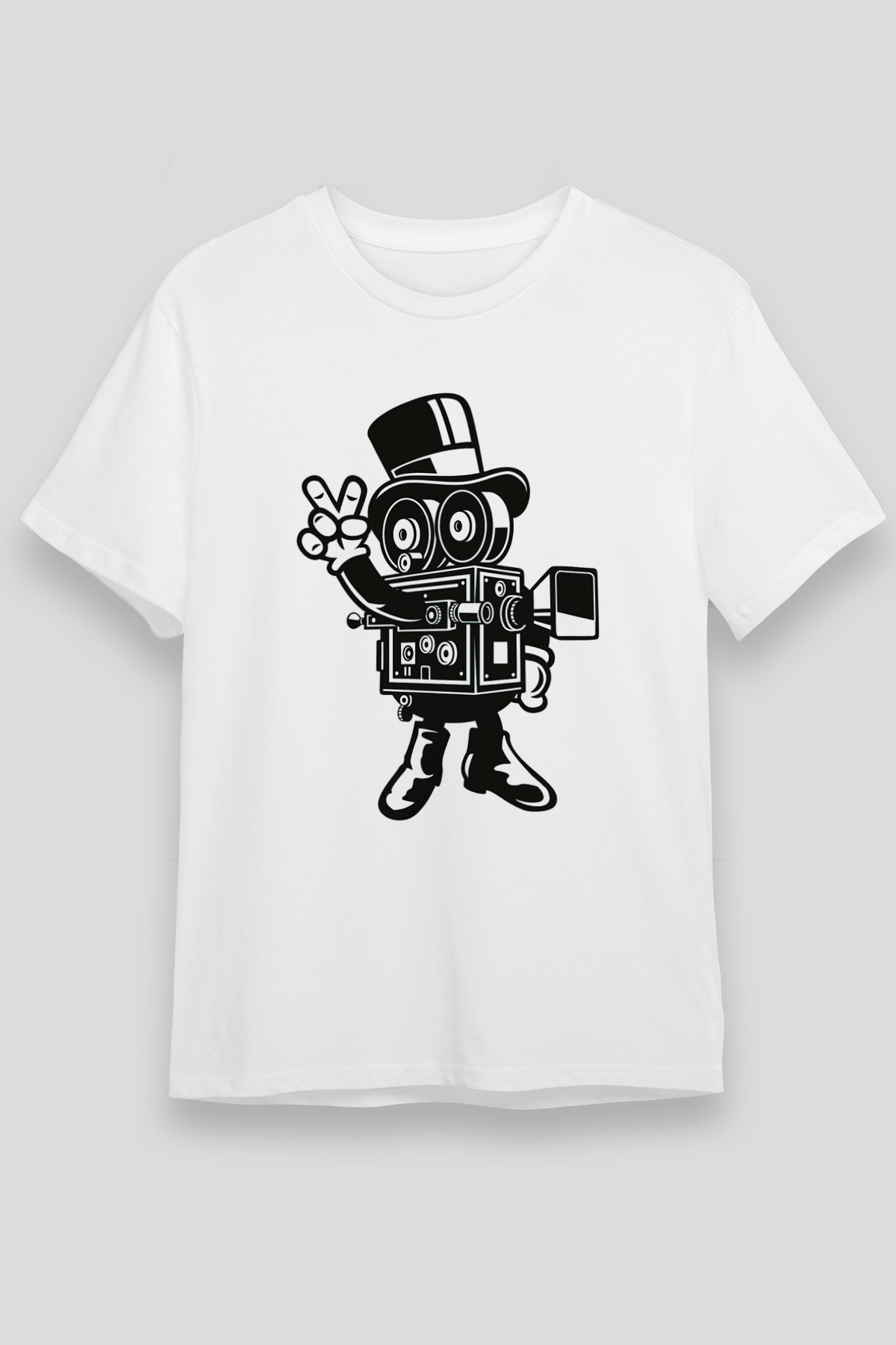 Kameraman Beyaz Unisex Tişört T-Shirt - TişörtFabrikası