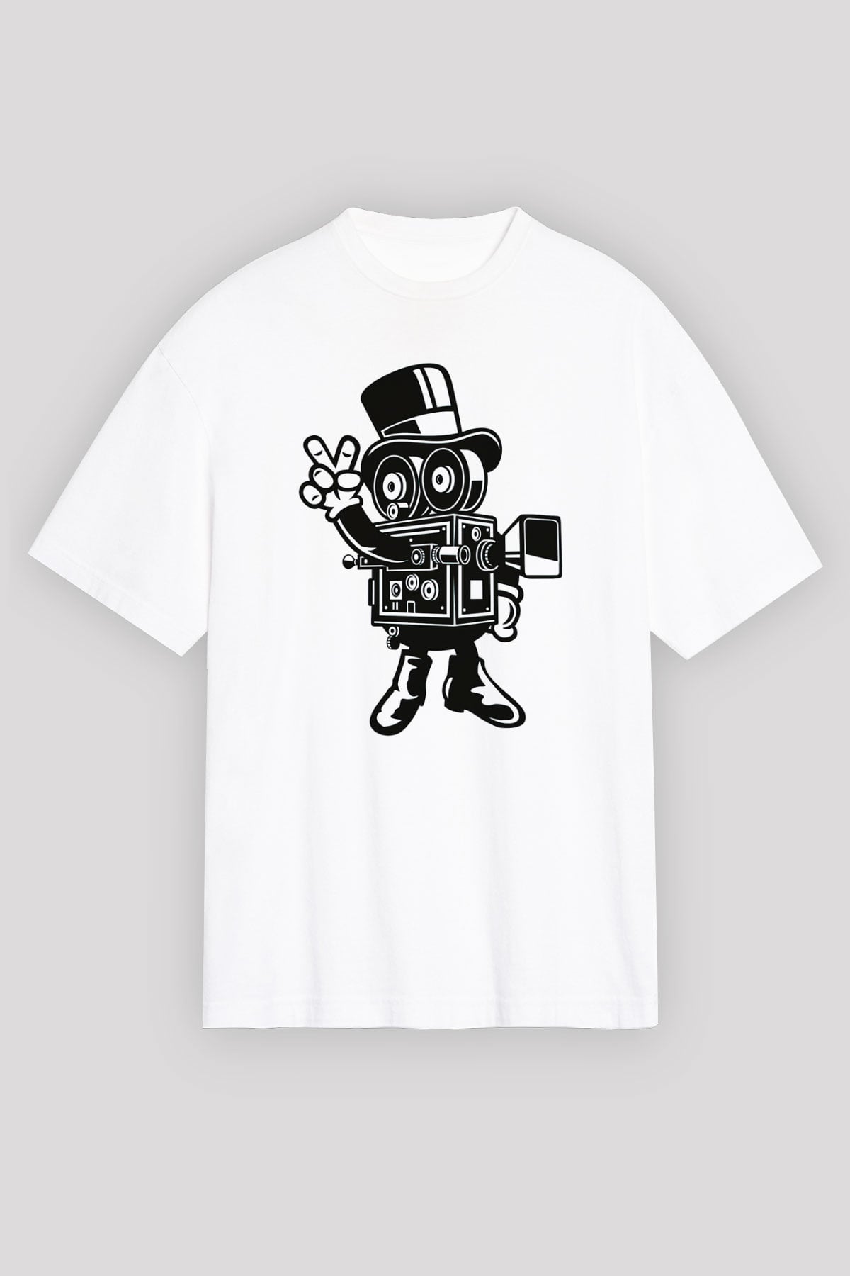 Kameraman Beyaz Unisex Tişört T-Shirt - TişörtFabrikası