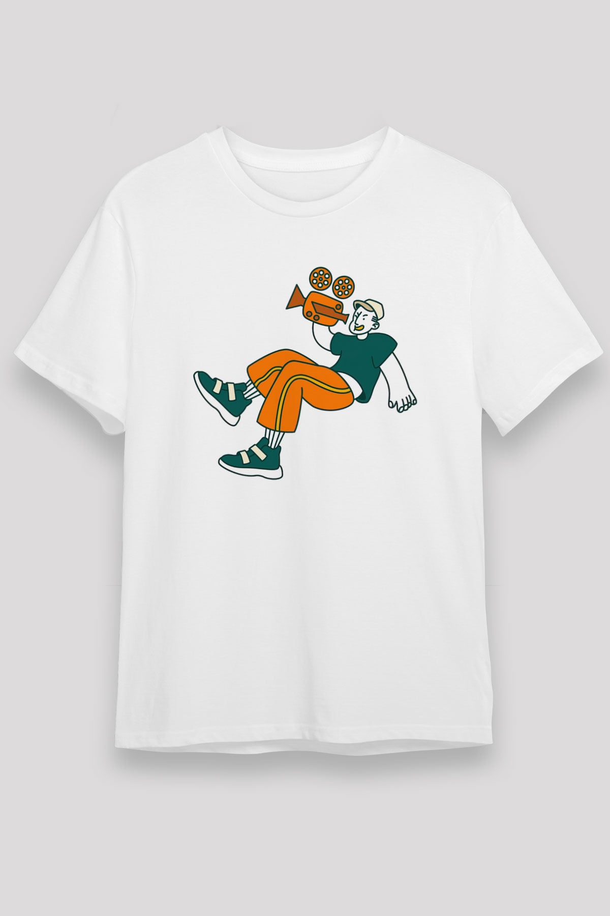 Kameraman Beyaz Unisex Tişört T-Shirt - TişörtFabrikası