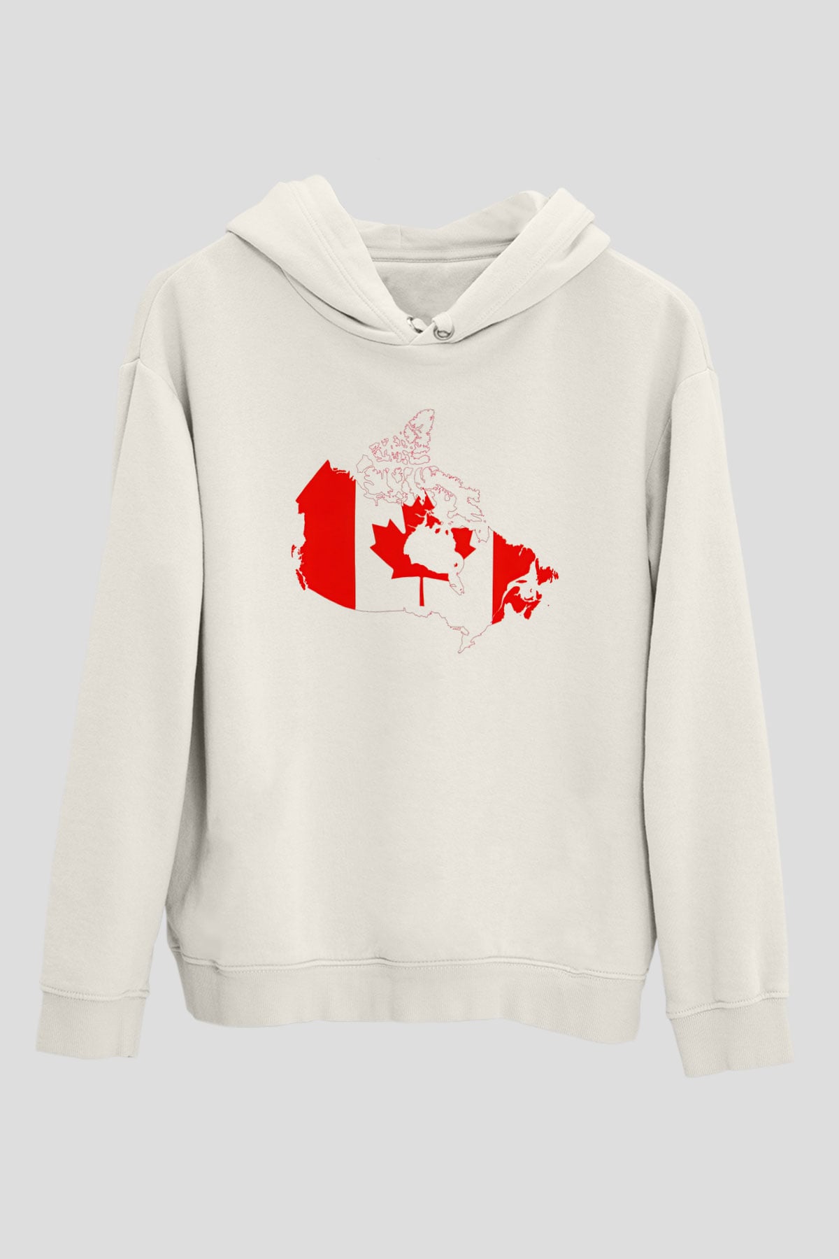 Kanada Beyaz Unisex Kapşonlu Sweatshirt