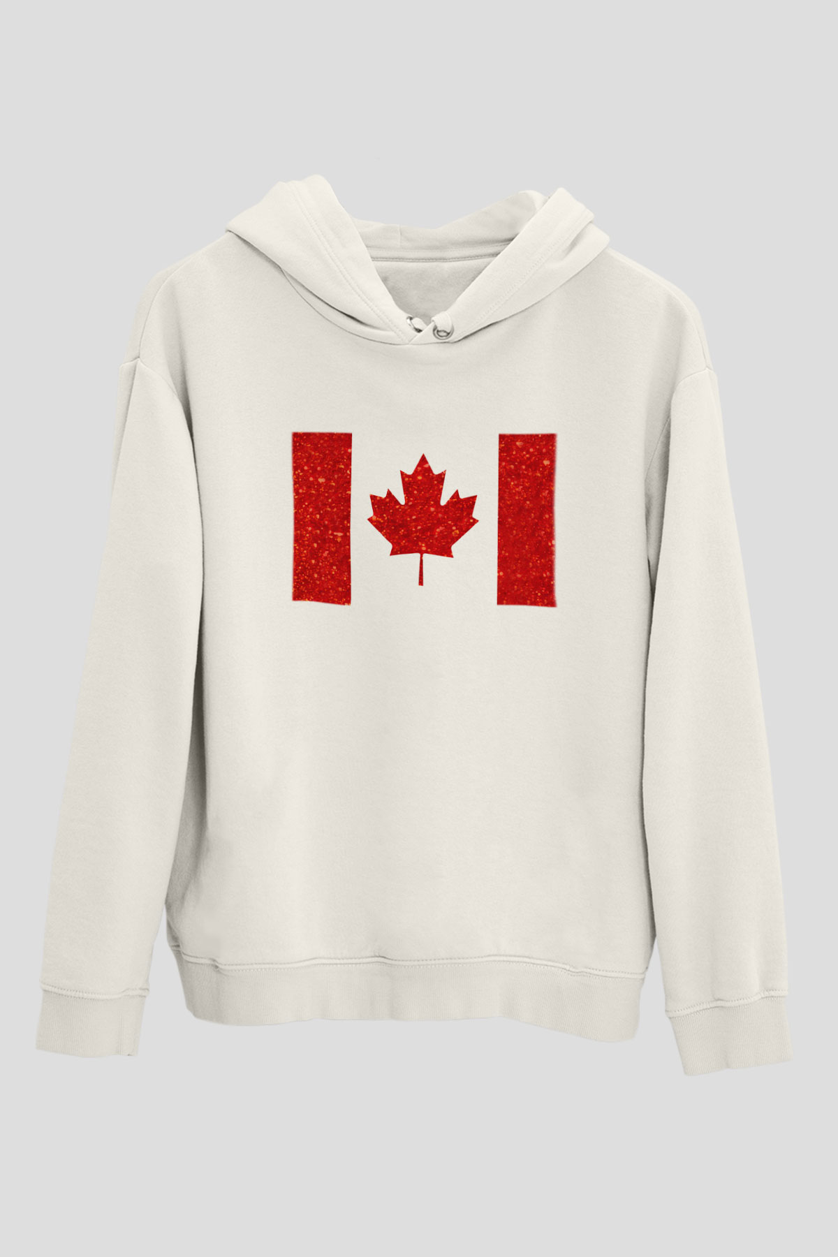 Kanada Beyaz Unisex Kapşonlu Sweatshirt