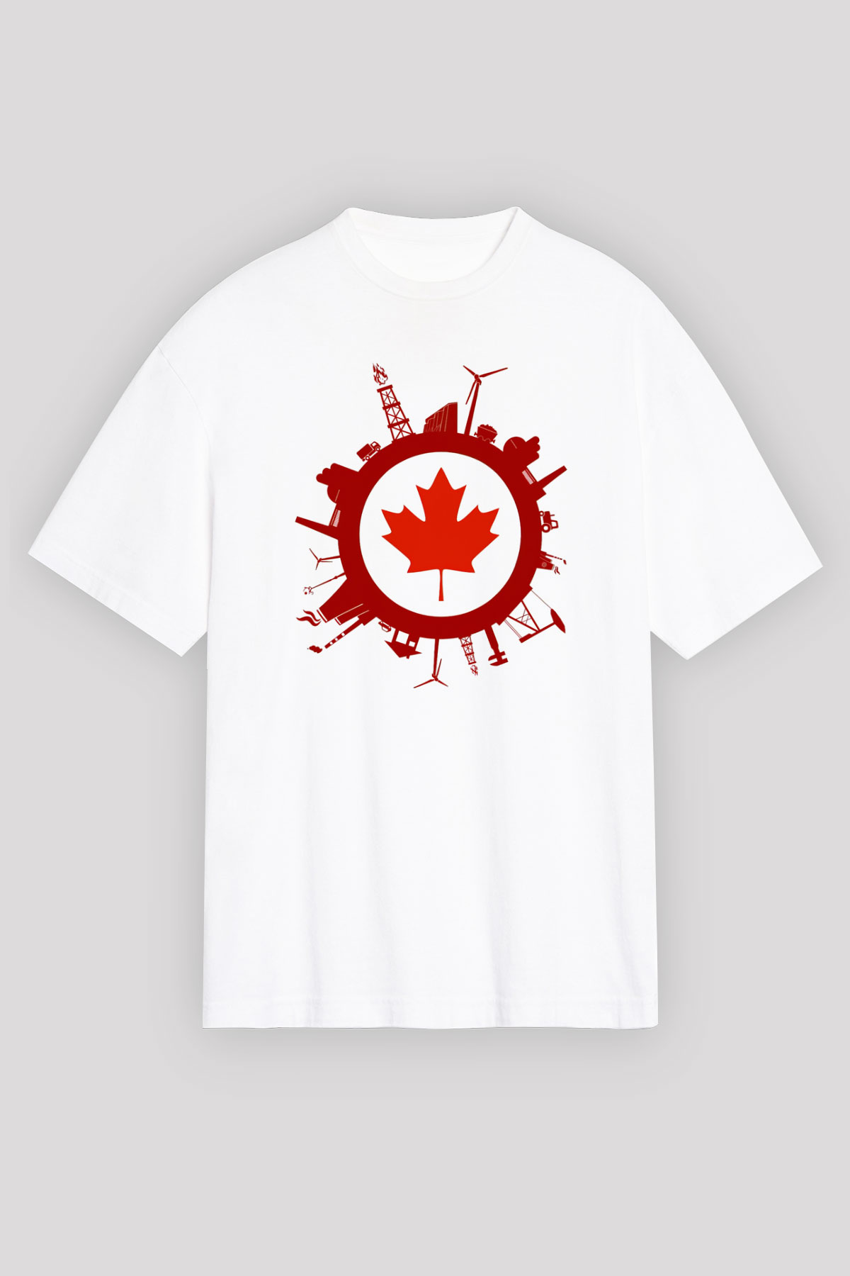 Kanada Beyaz Unisex Oversize Tişört T-Shirt