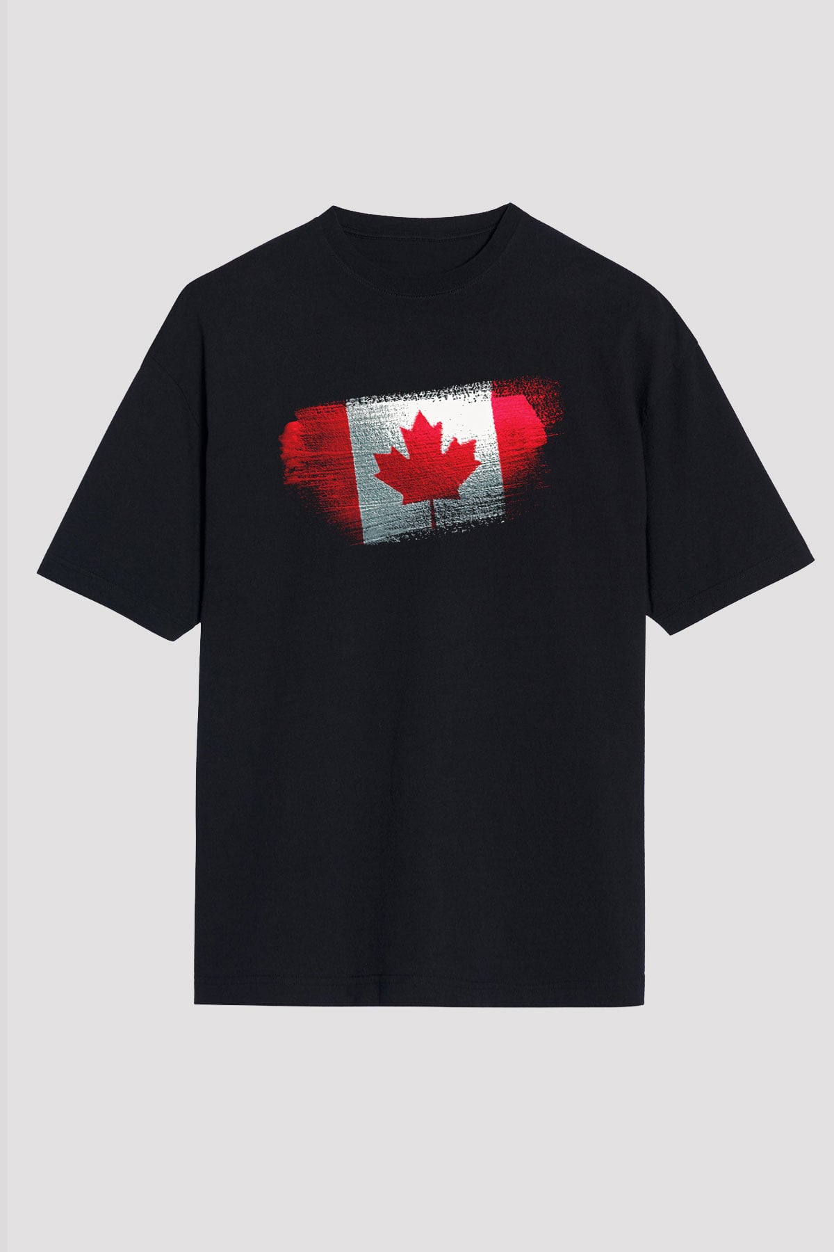 Kanada - Canada Bayrağı Baskılı Unisex Siyah Oversize Tişört