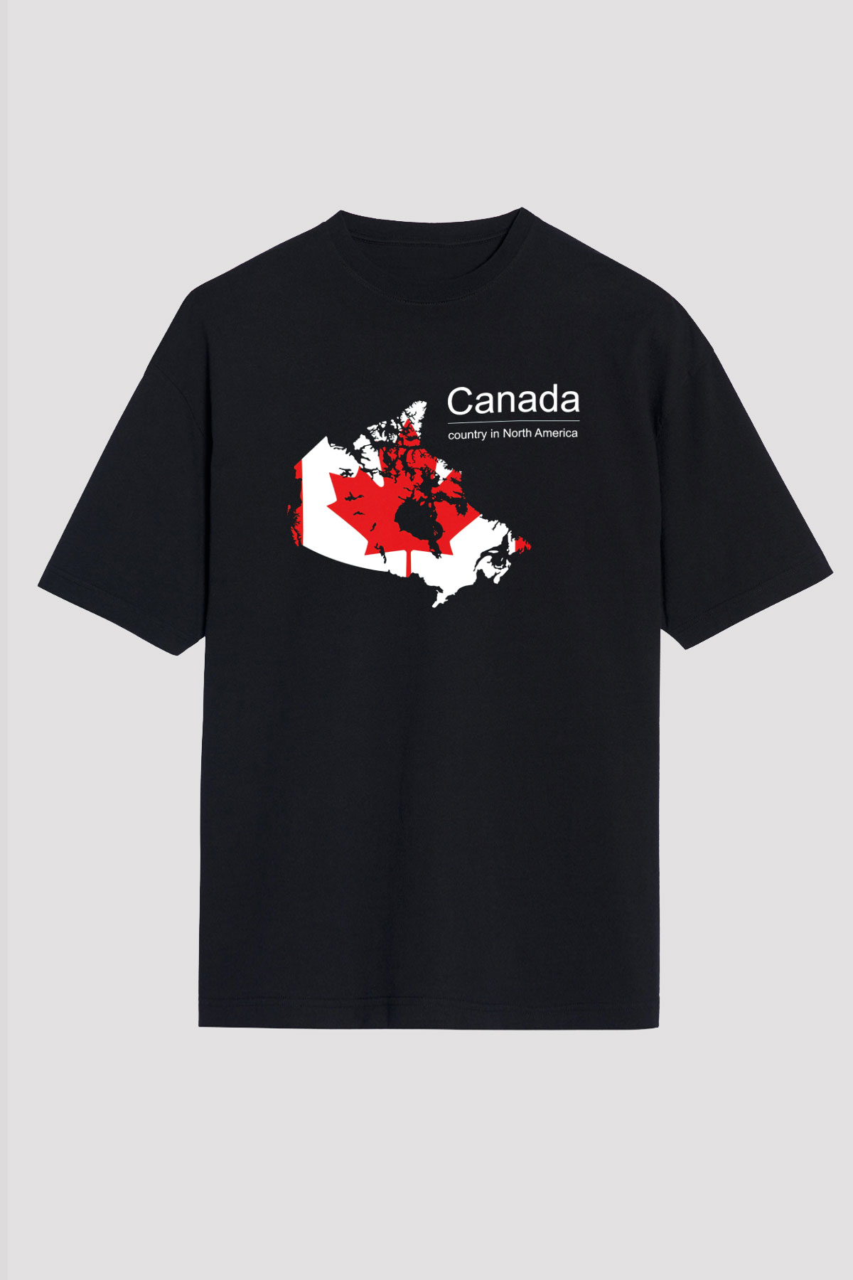Kanada Siyah Unisex Oversize Tişört T-Shirt