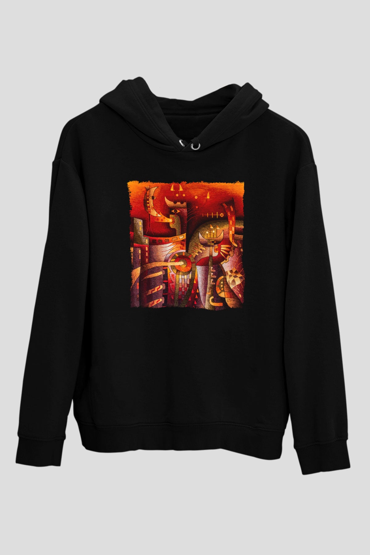 Kanaviçe Siyah Unisex Hoodie