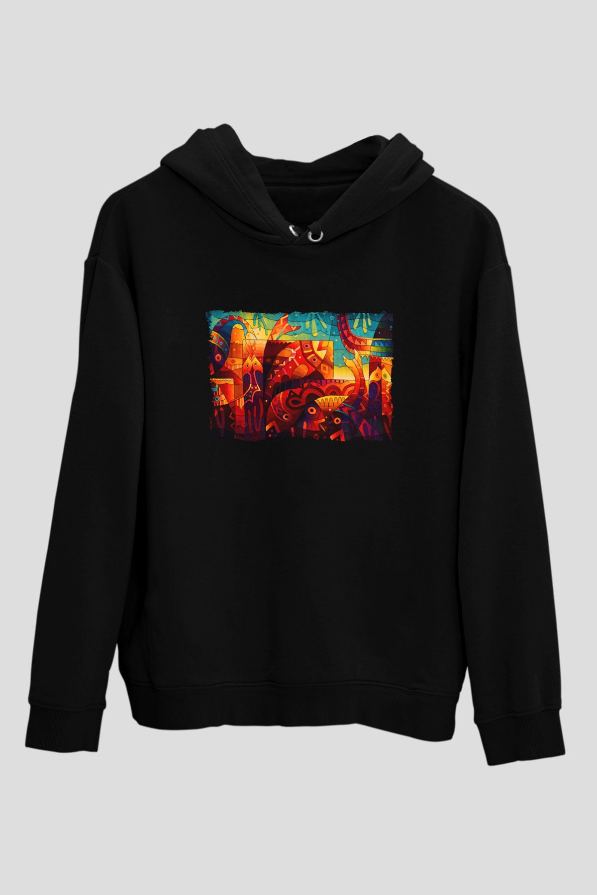 Kanaviçe Siyah Unisex Hoodie