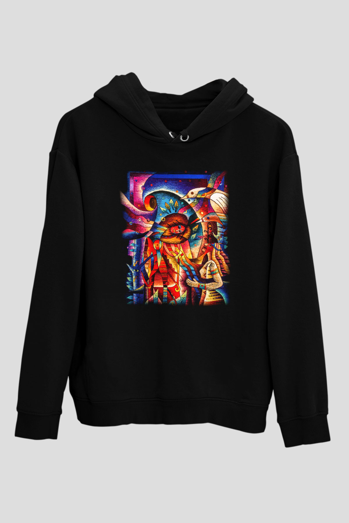 Kanaviçe Siyah Unisex Hoodie