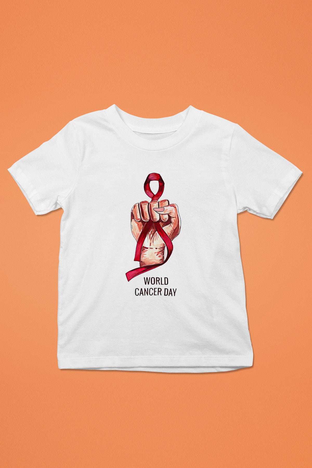 Kanser Günü Baskılı Beyaz Unisex Beyaz Çocuk Tişört - Tshirt